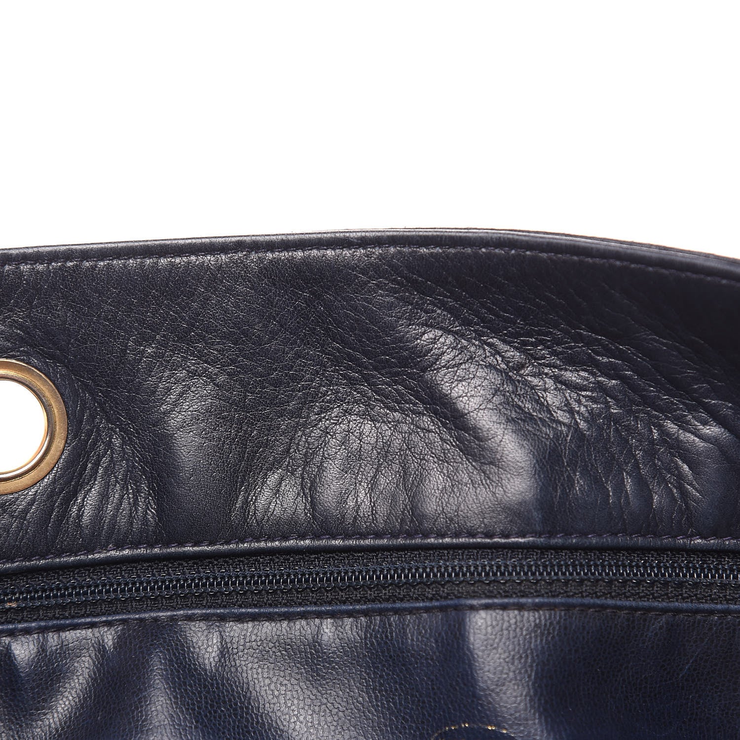 Chanel Lambskin Stitched Shopper Tote Navy 16 of 19