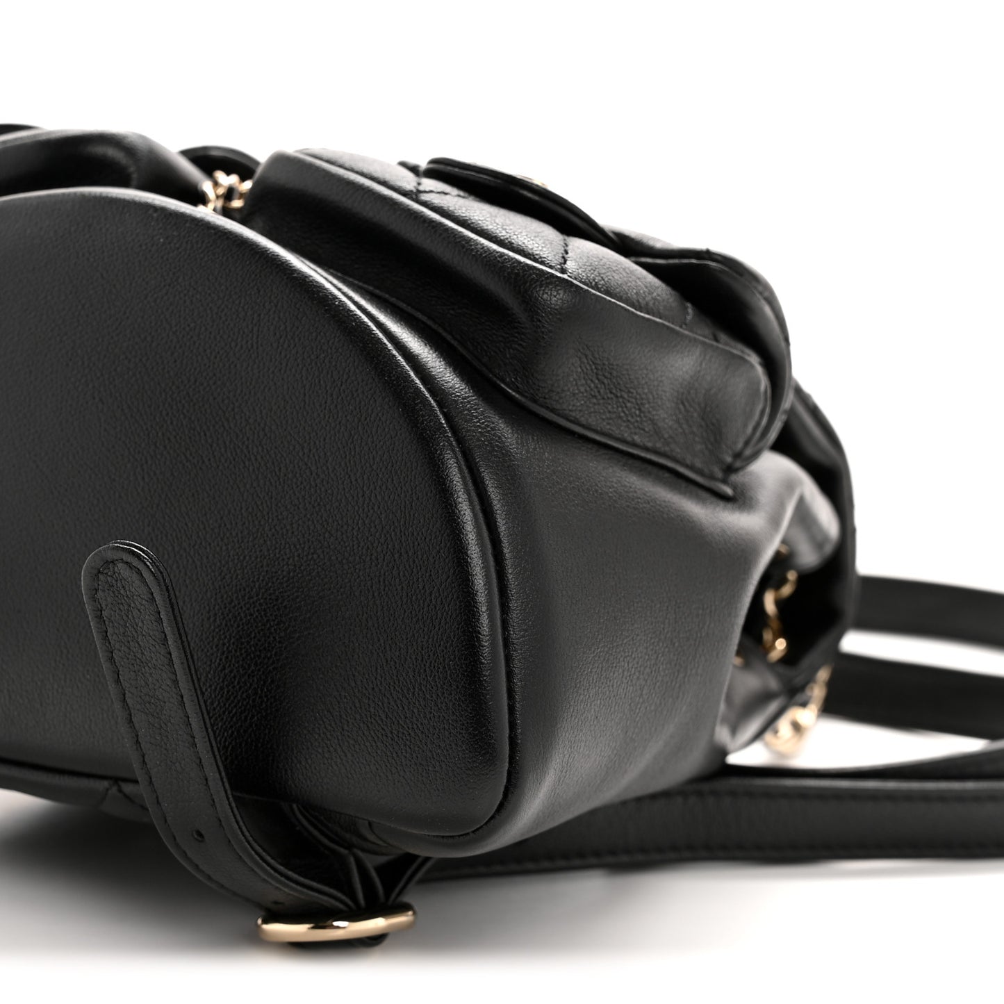 Calfskin Quilted Mini Duma Pockets Drawstring Backpack Black