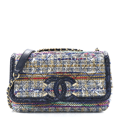 Chanel Tweed Snakeskin Quilted Small CC Filigree Flap Multicolor 1 of 12