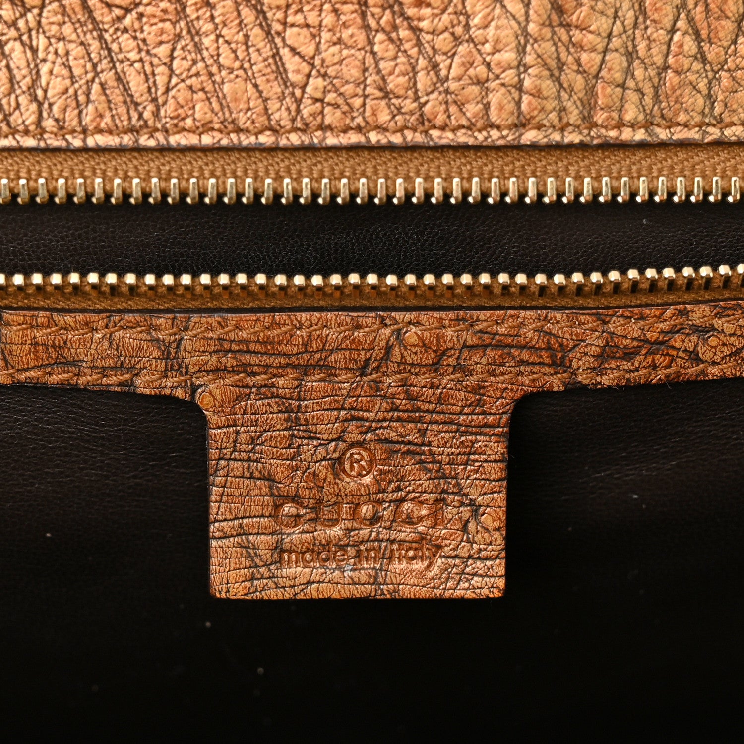 Gucci Ostrich Large New Bamboo Top Handle Bag Gold 7 of 14