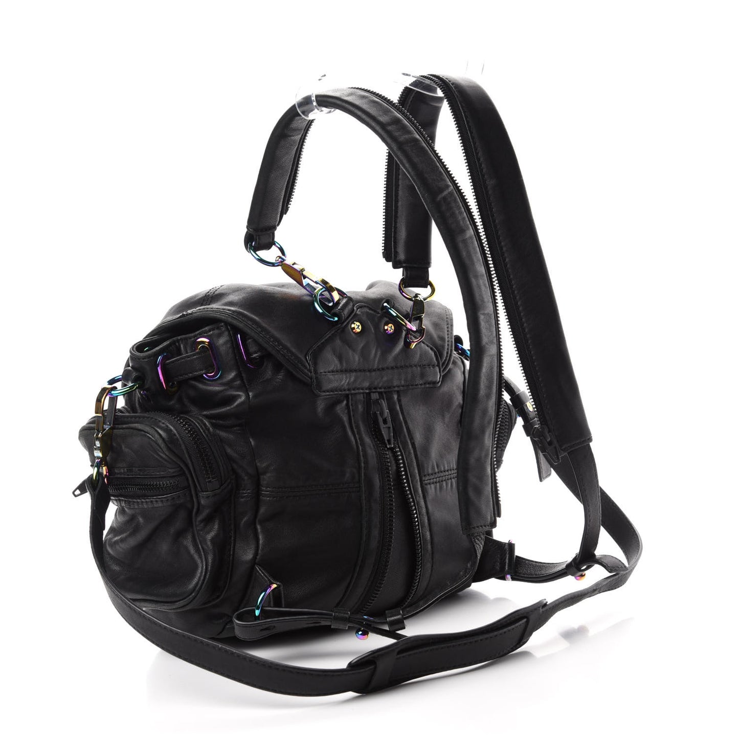 Lambskin Mini Marti Backpack Washed Black Rhodium Hardware