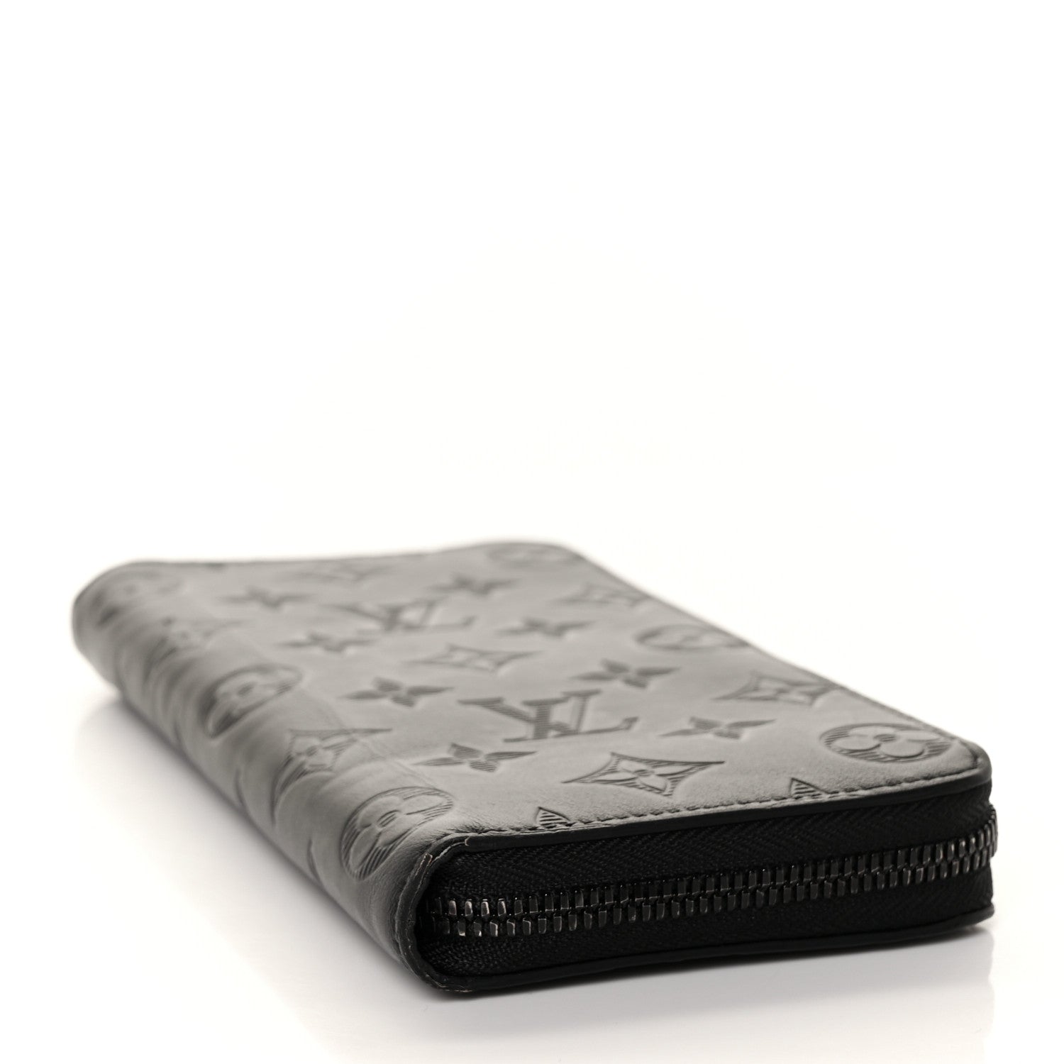 Louis Vuitton Calfskin Monogram Shadow Vertical Zippy Wallet Black 4 of 8