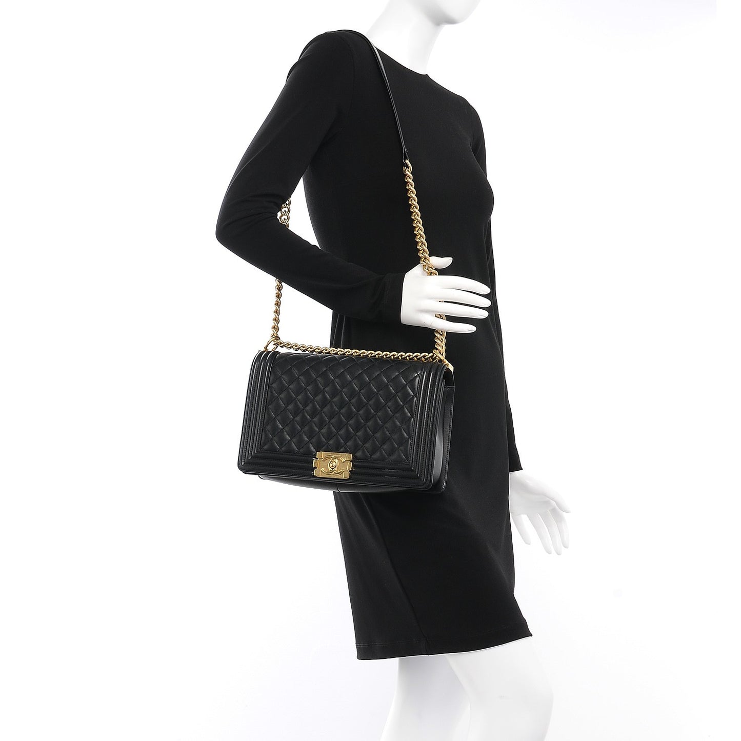 Lambskin Quilted New Medium Boy Flap Black