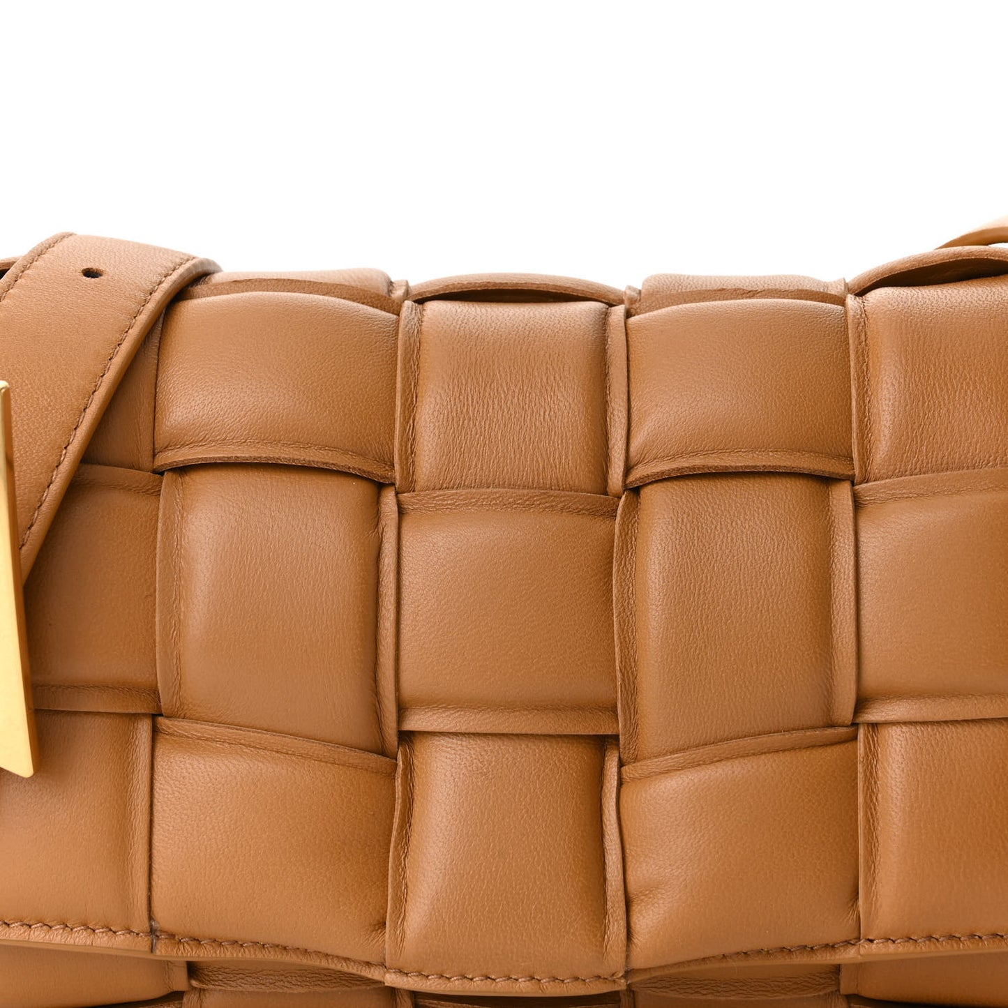 Nappa Maxi Intreccio Small Padded Cassette Crossbody Bag Camel