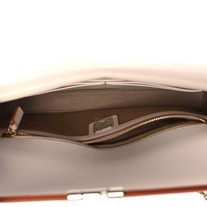 MCM Calfskin Visetos Monogram Millie Color Block Crossbody Bag Beige Red 4 of 9