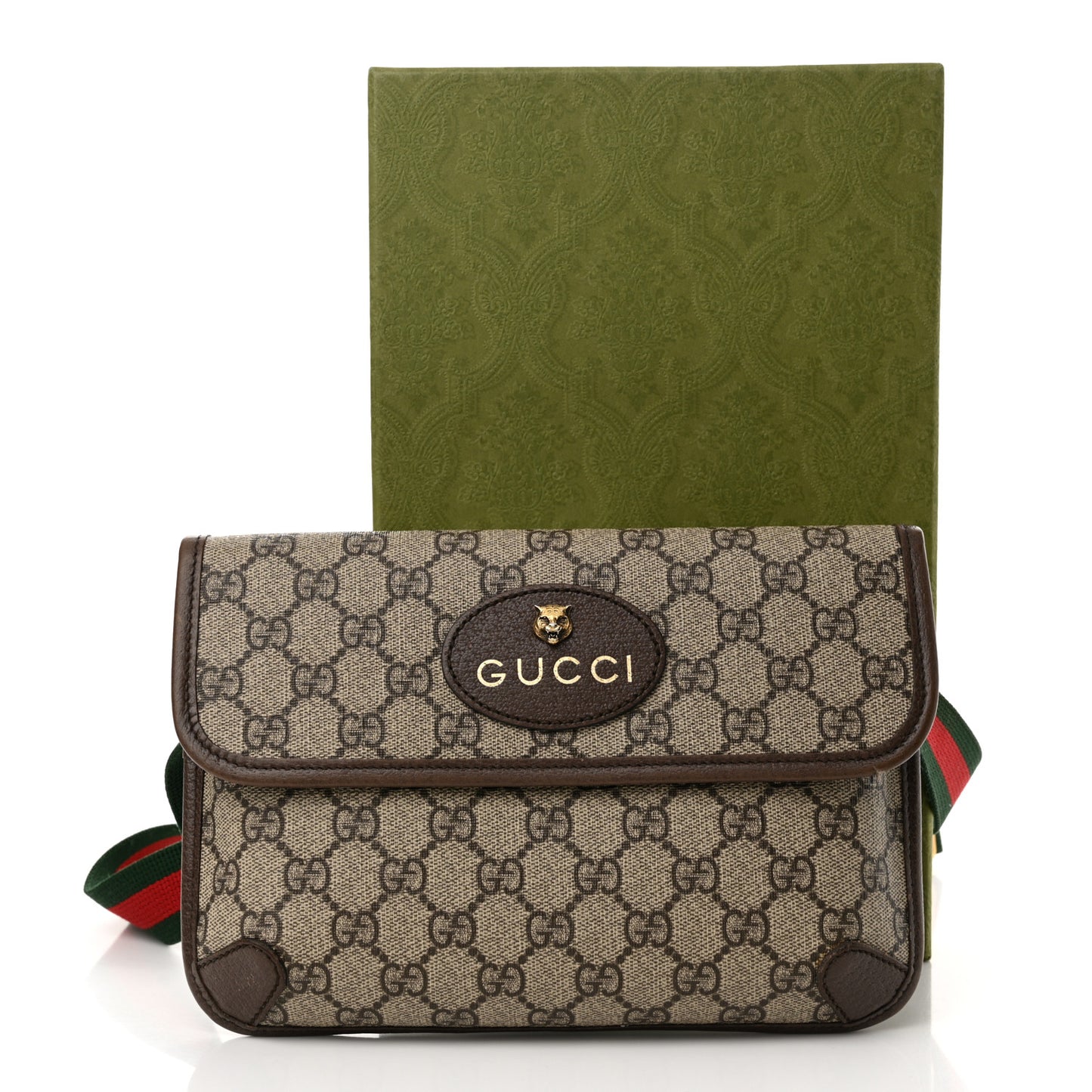 GG Supreme Monogram Neo Vintage Web Belt Bag Brown