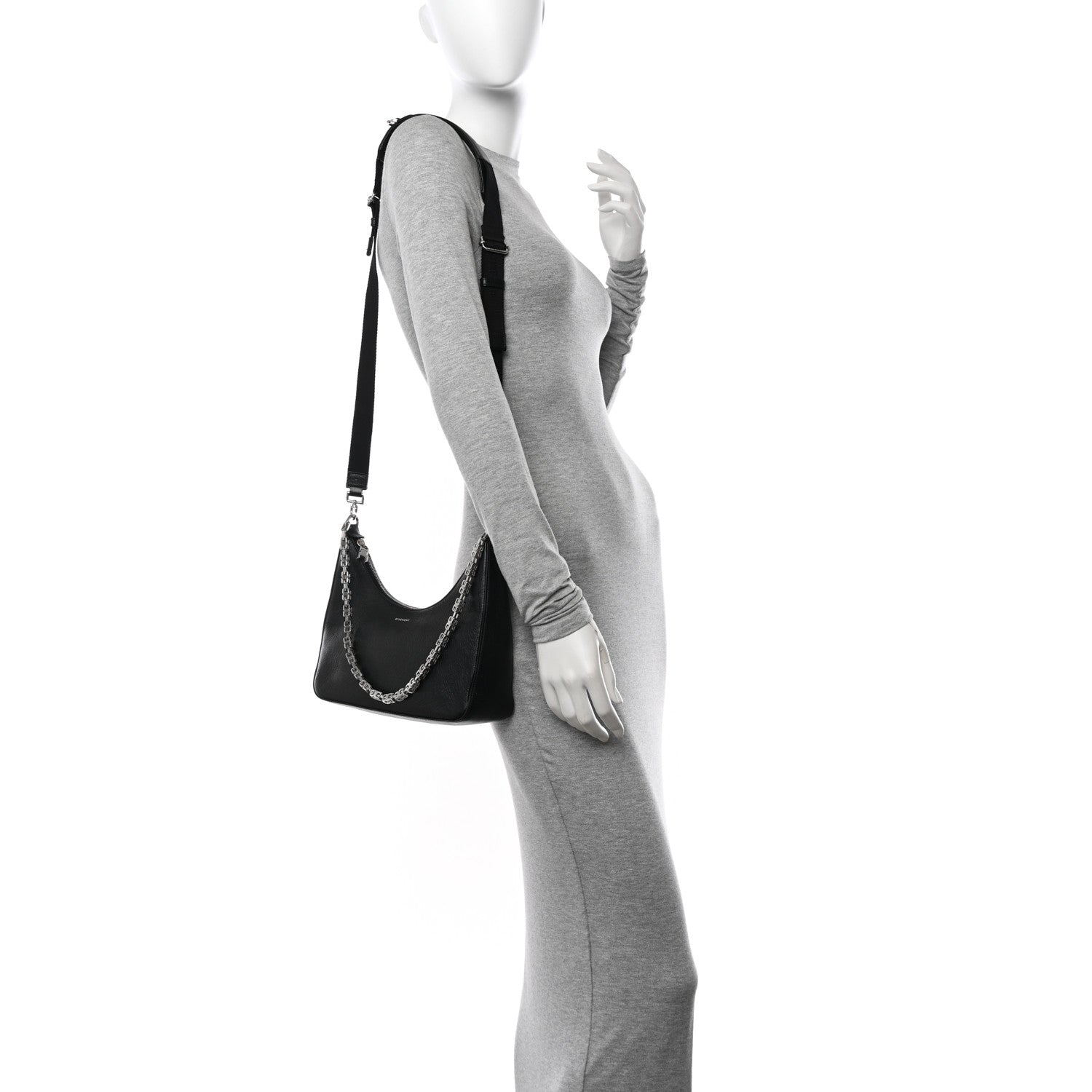 Givenchy Smooth Calfskin Small Moon Cut Out Shoulder Bag Black 2 of 13