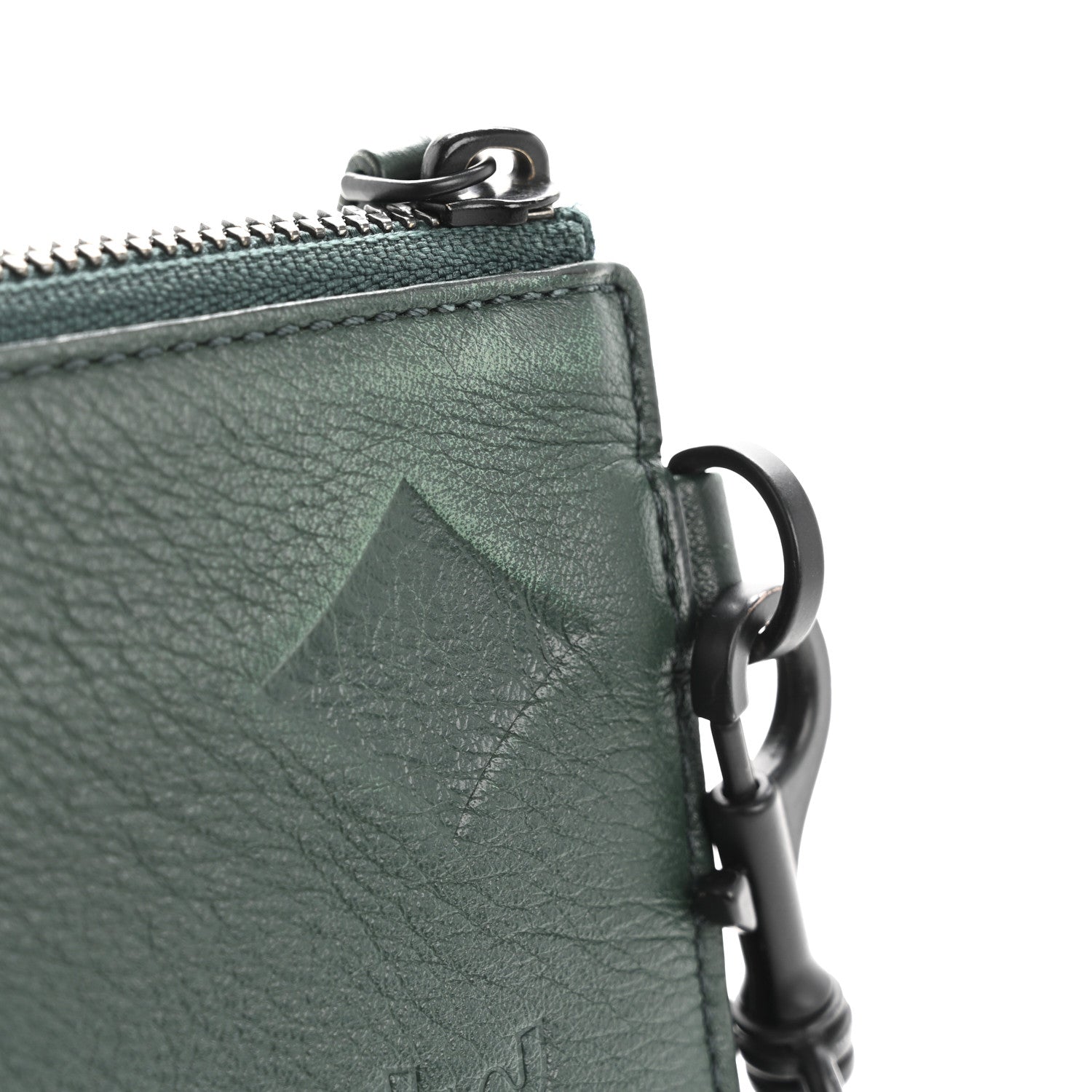 MCM Calfskin Ottomar Wristlet Pouch Forest Green 12 of 13