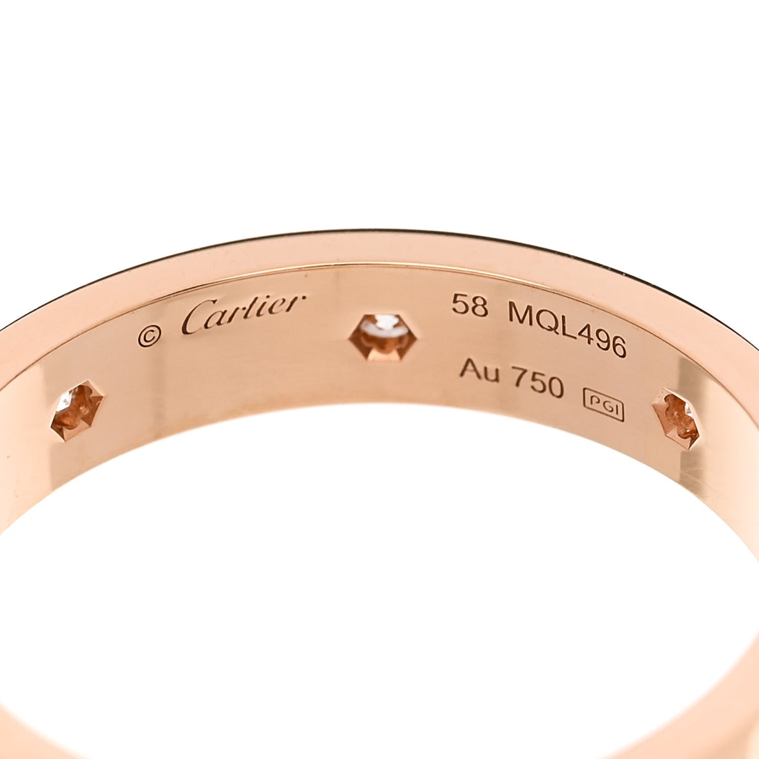 Cartier 18K Pink Gold 8 Diamond 4mm LOVE Wedding Band Ring 58 8.5 5 of 5