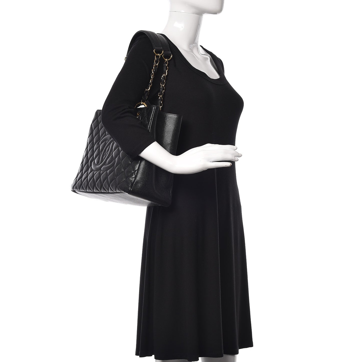 Caviar Quilted Grand Shopping Tote GST Black
