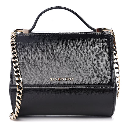 Givenchy Textured Patent Calfskin Mini Pandora Box Chain Crossbody Bag Black 1 of 9