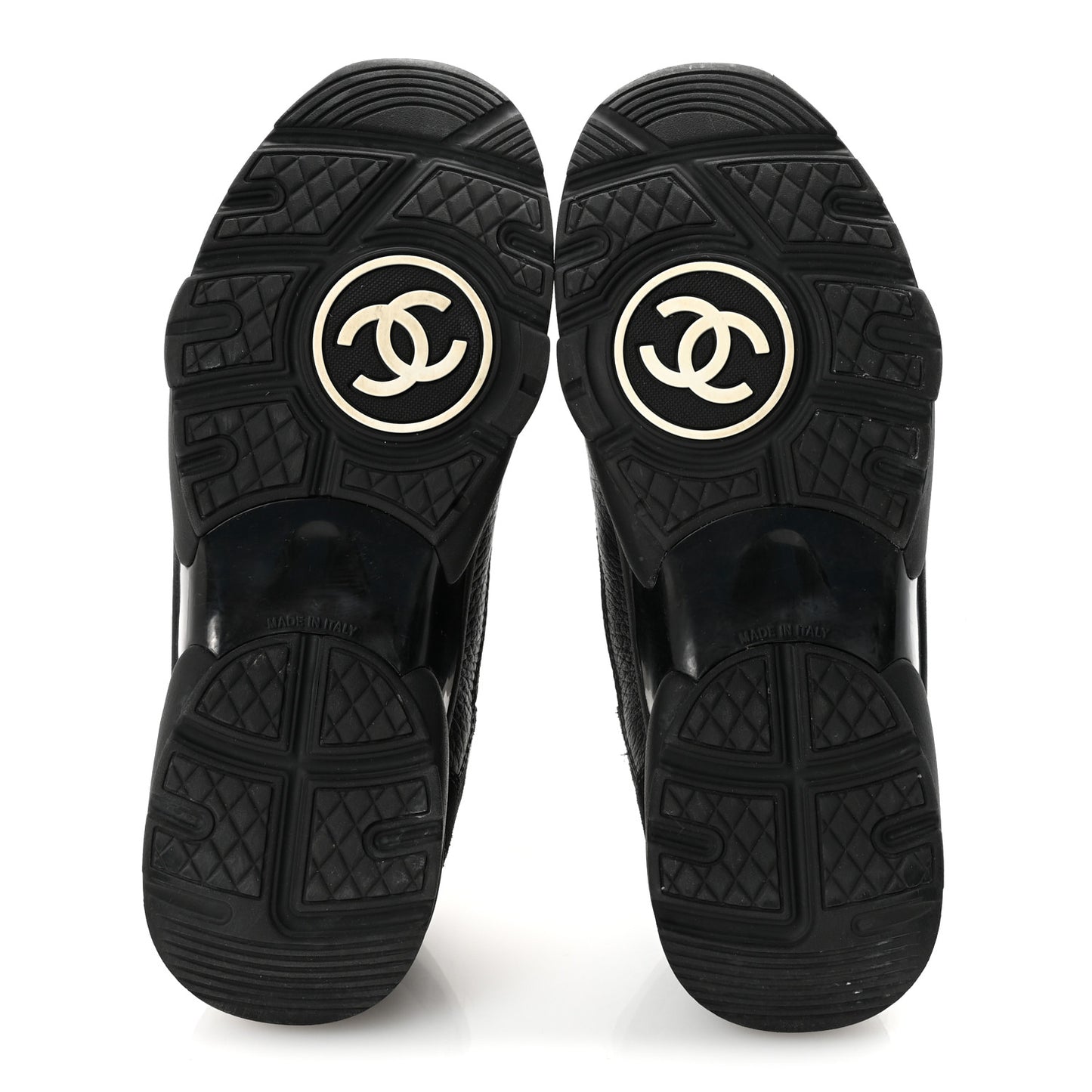Mesh Suede Grained Calfskin Womens CC Sneakers 38 Black White 38 Black White