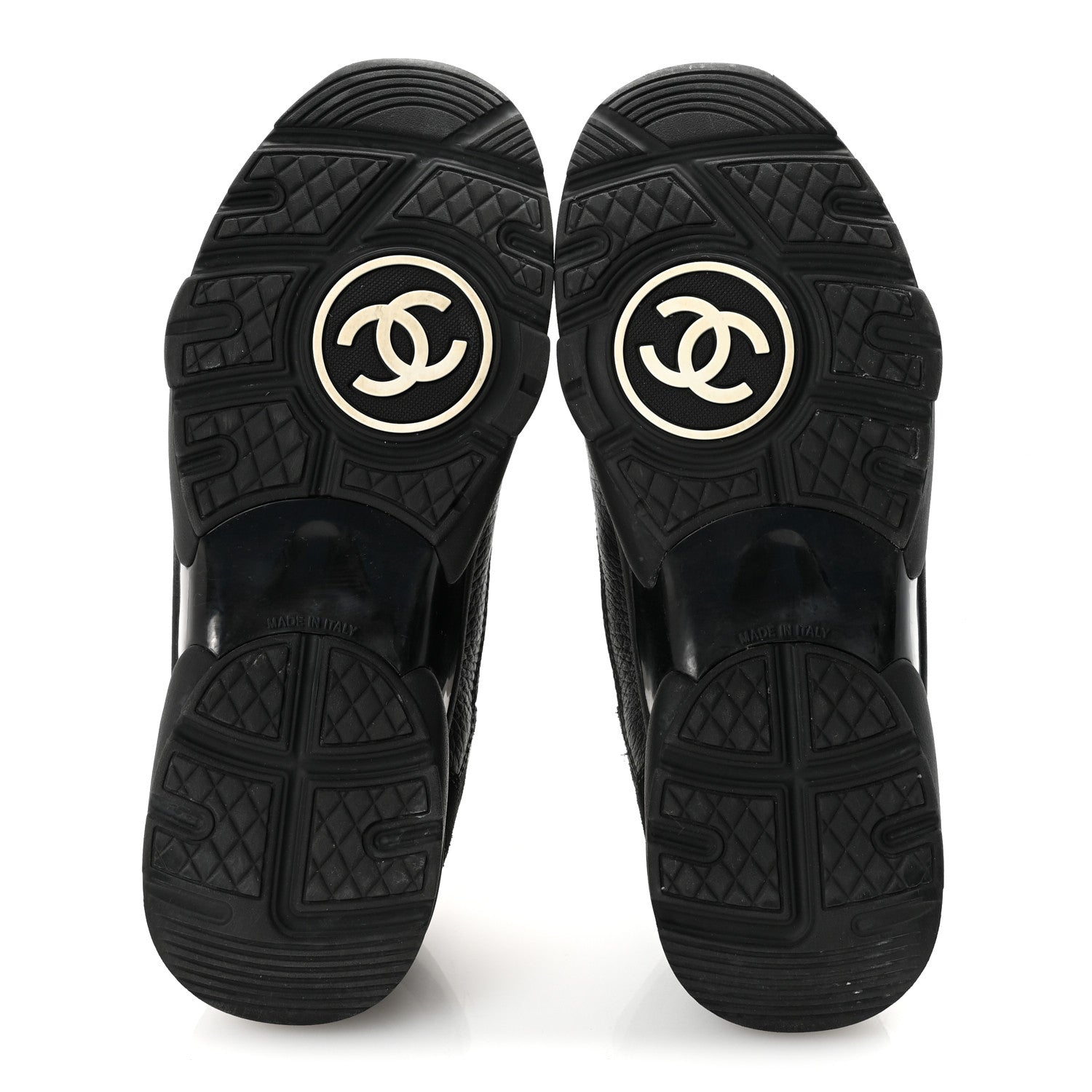 Chanel Mesh Suede Grained Calfskin Womens CC Sneakers 38 Black White 38 Black White 6 of 9