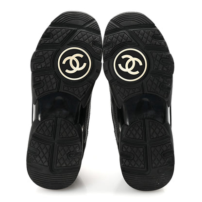 Chanel Mesh Suede Grained Calfskin Womens CC Sneakers 38 Black White 38 Black White 6 of 9