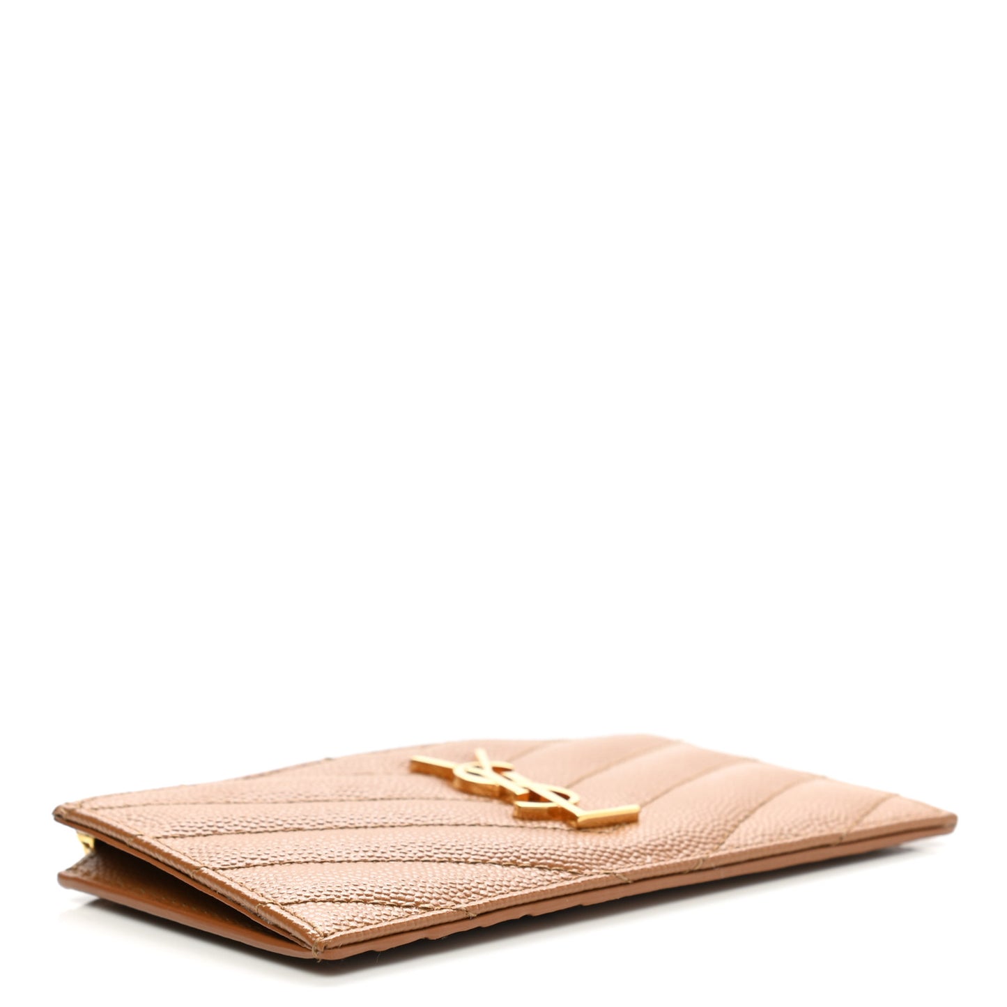 Grain De Poudre Matelasse Chevron Monogram Fragments Zippered Card Case Cork