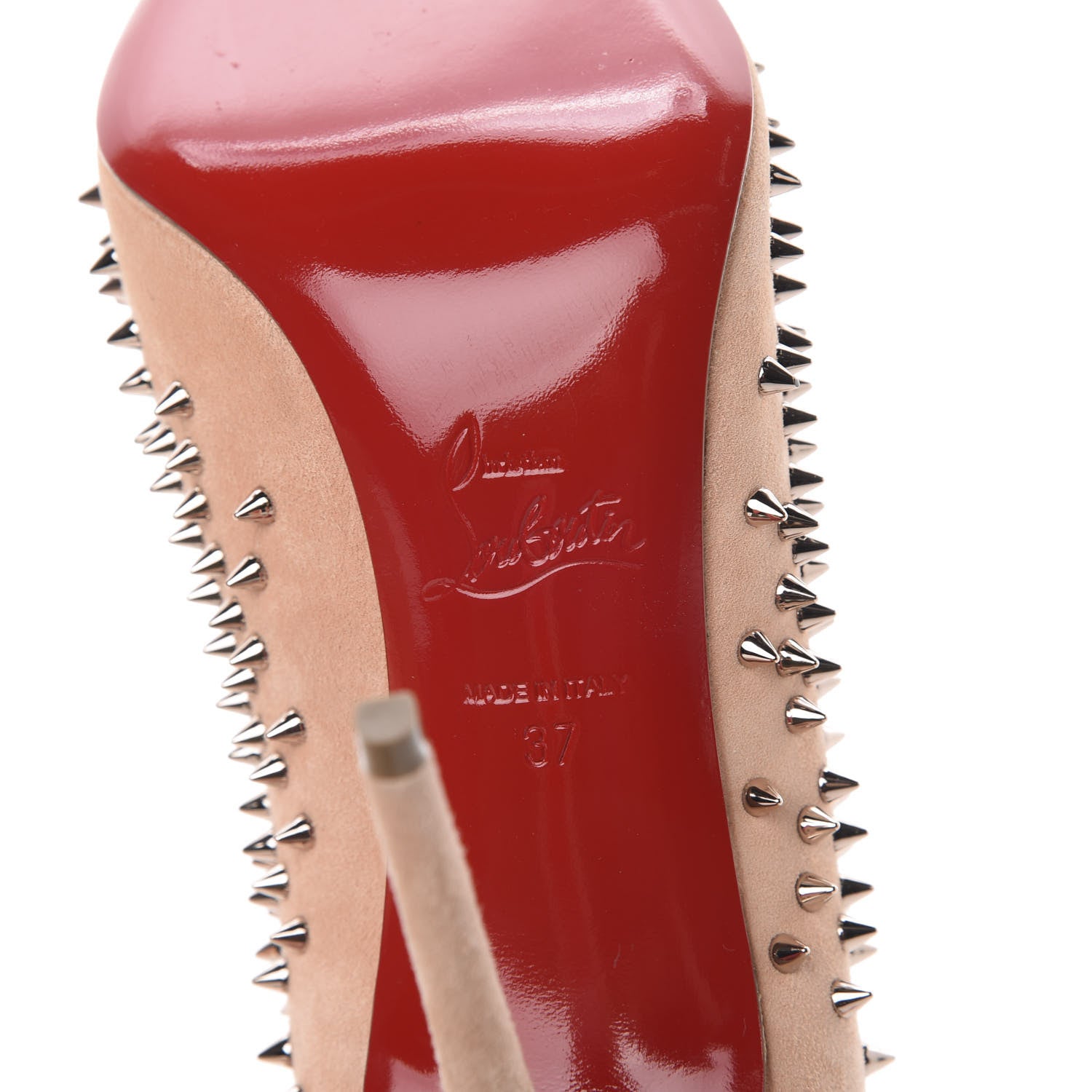 Christian Louboutin Veau Velours Studded Escarpic 100 Pumps 37 Pink Bronze 7 of 9