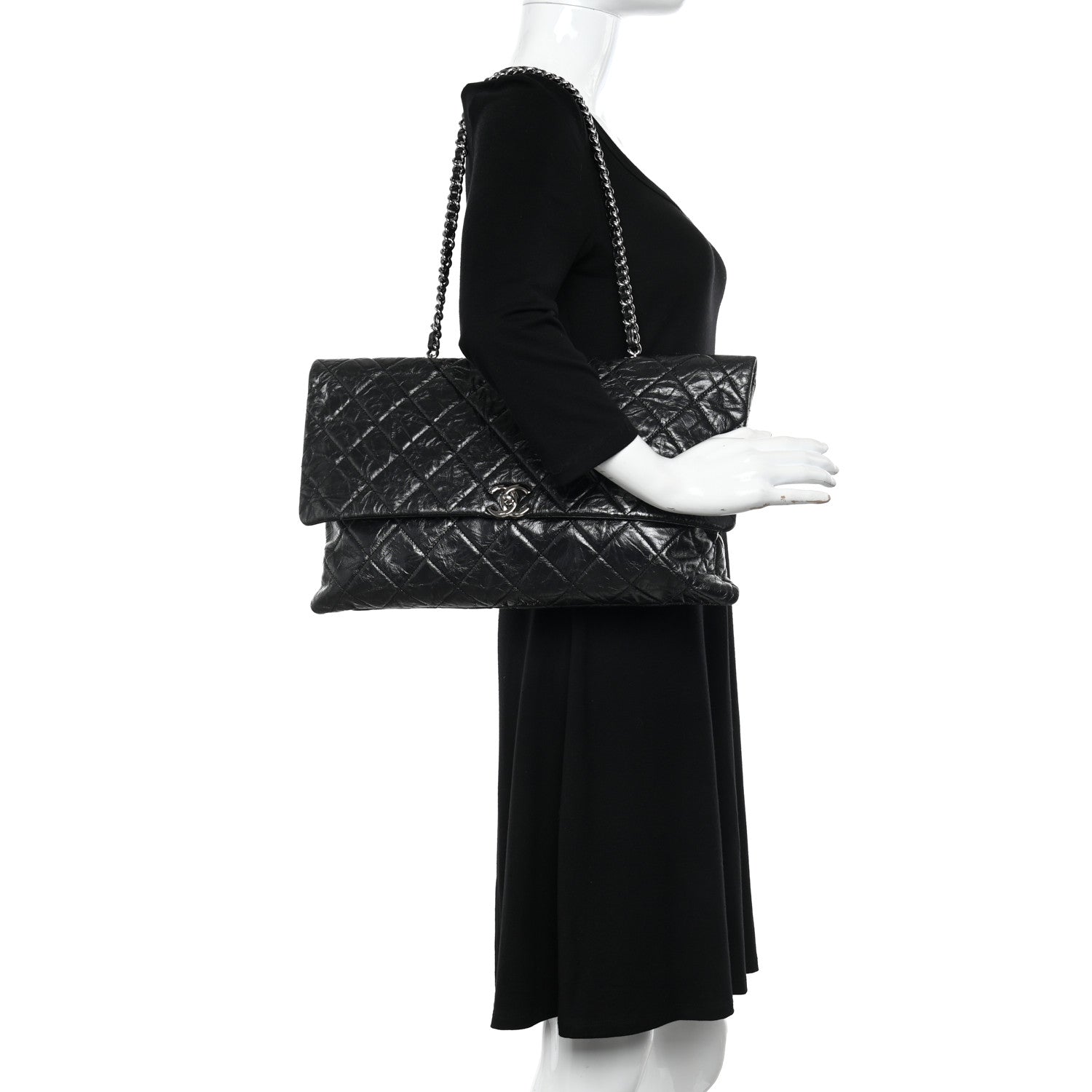 Chanel Metallic Crumpled Calfskin Big Bang Large Flap Bag Black 2 of 15