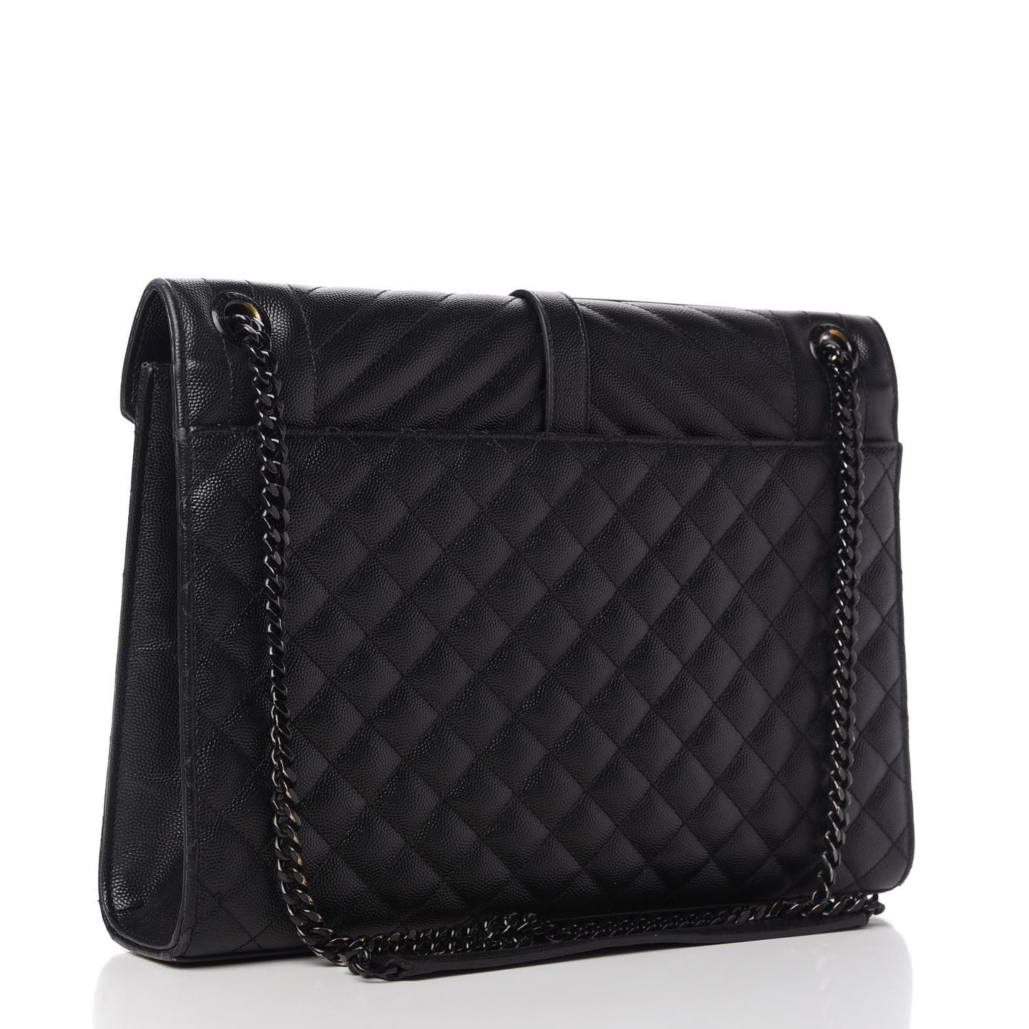 Grain De Poudre Textured Mixed Matelasse Large Triquilt Monogram Monochrome Satchel Black