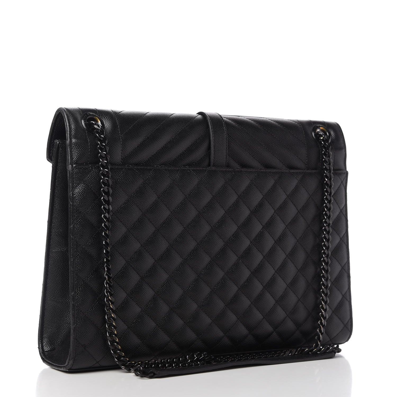 Saint Laurent Grain De Poudre Textured Mixed Matelasse Large Triquilt Monogram Monochrome Satchel Black 3 of 11