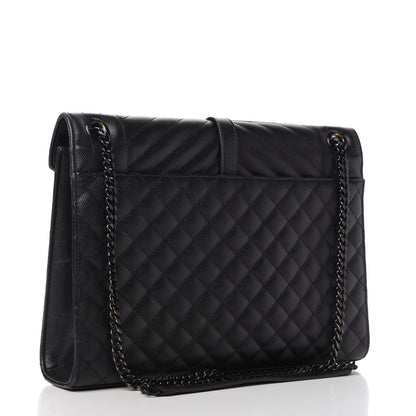 Saint Laurent Grain De Poudre Textured Mixed Matelasse Large Triquilt Monogram Monochrome Satchel Black 3 of 11