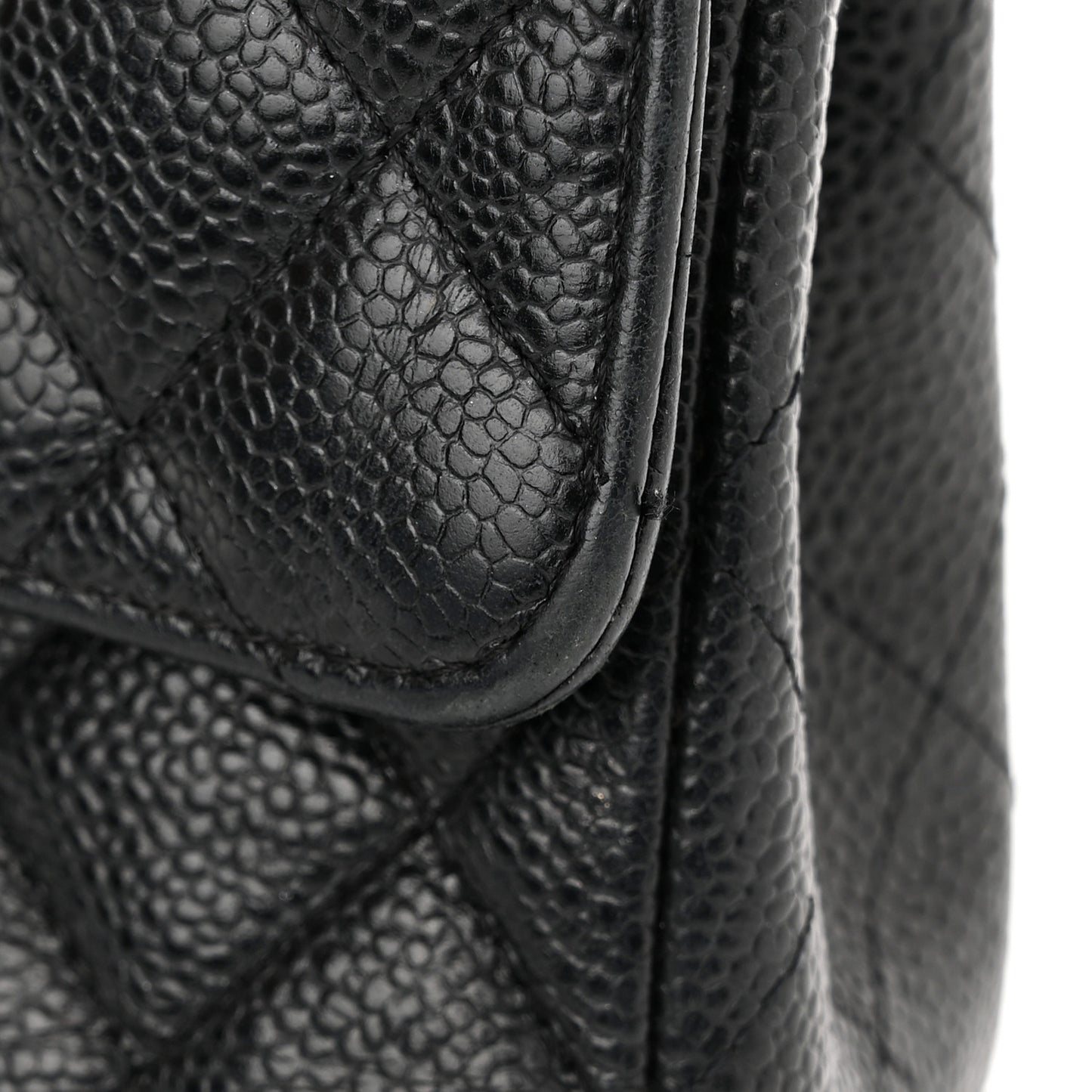 Caviar Quilted Medium Double Flap Black