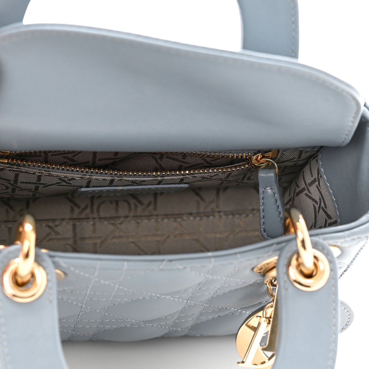 Lambskin Cannage Mini Lady Dior Cloud Blue
