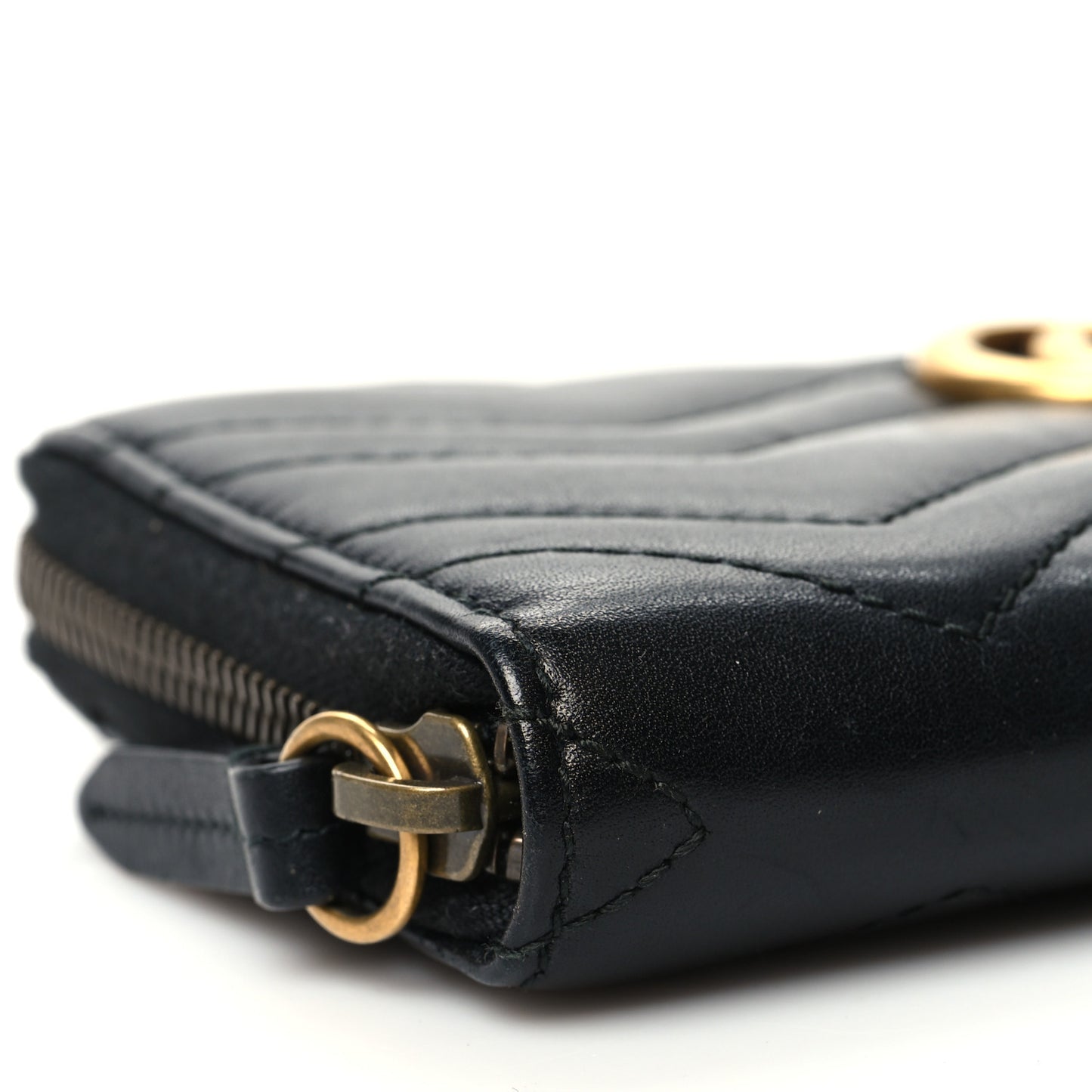 Calfskin Matelasse GG Marmont Zip Around Wallet Black