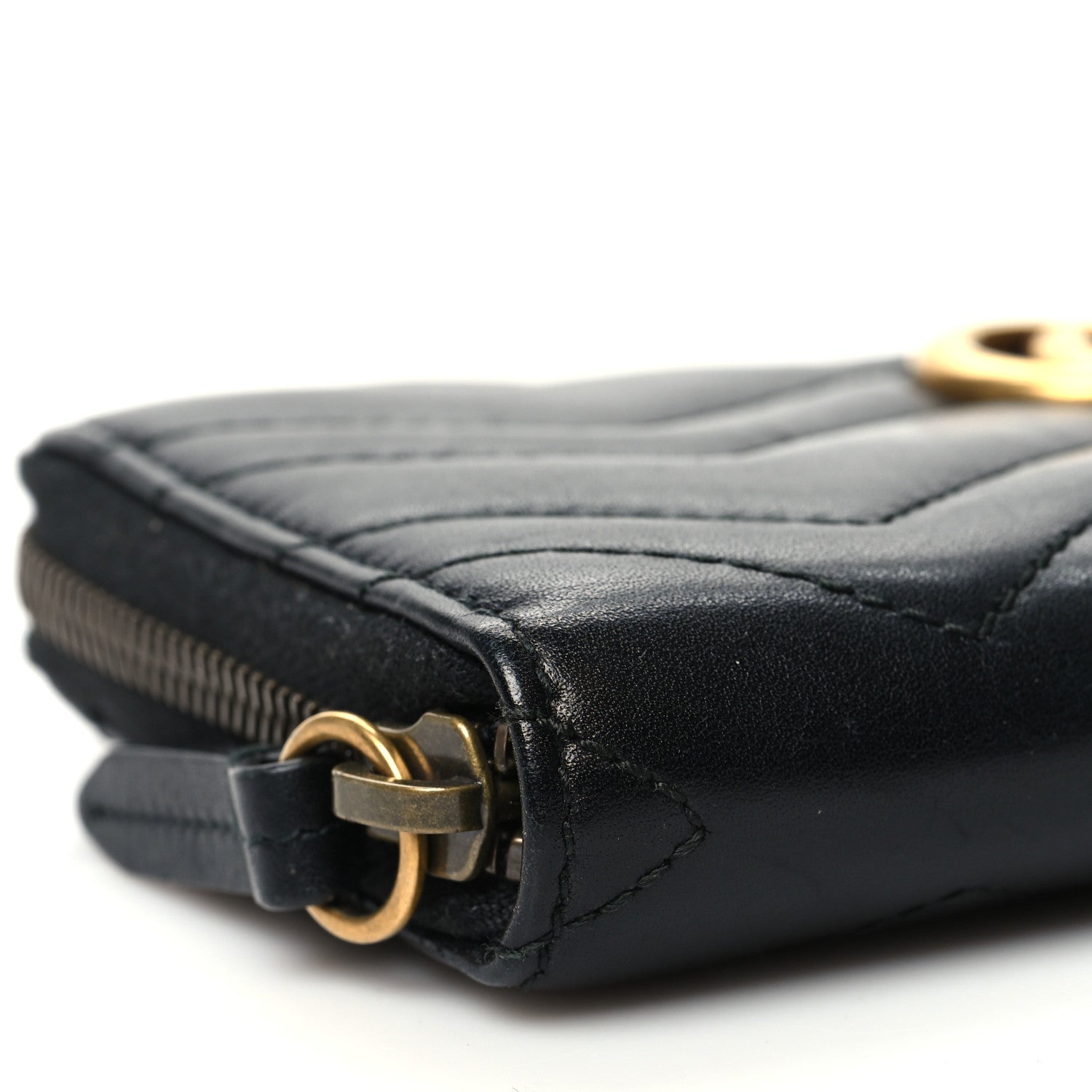 Gucci Calfskin Matelasse GG Marmont Zip Around Wallet Black 8 of 11
