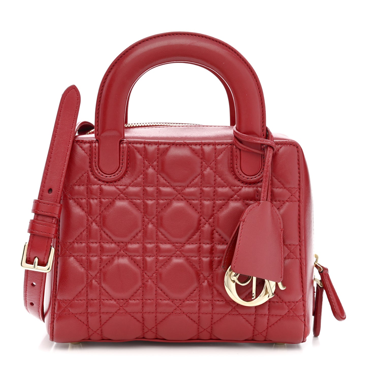 Lambskin Cannage Lily Tote Dark Red