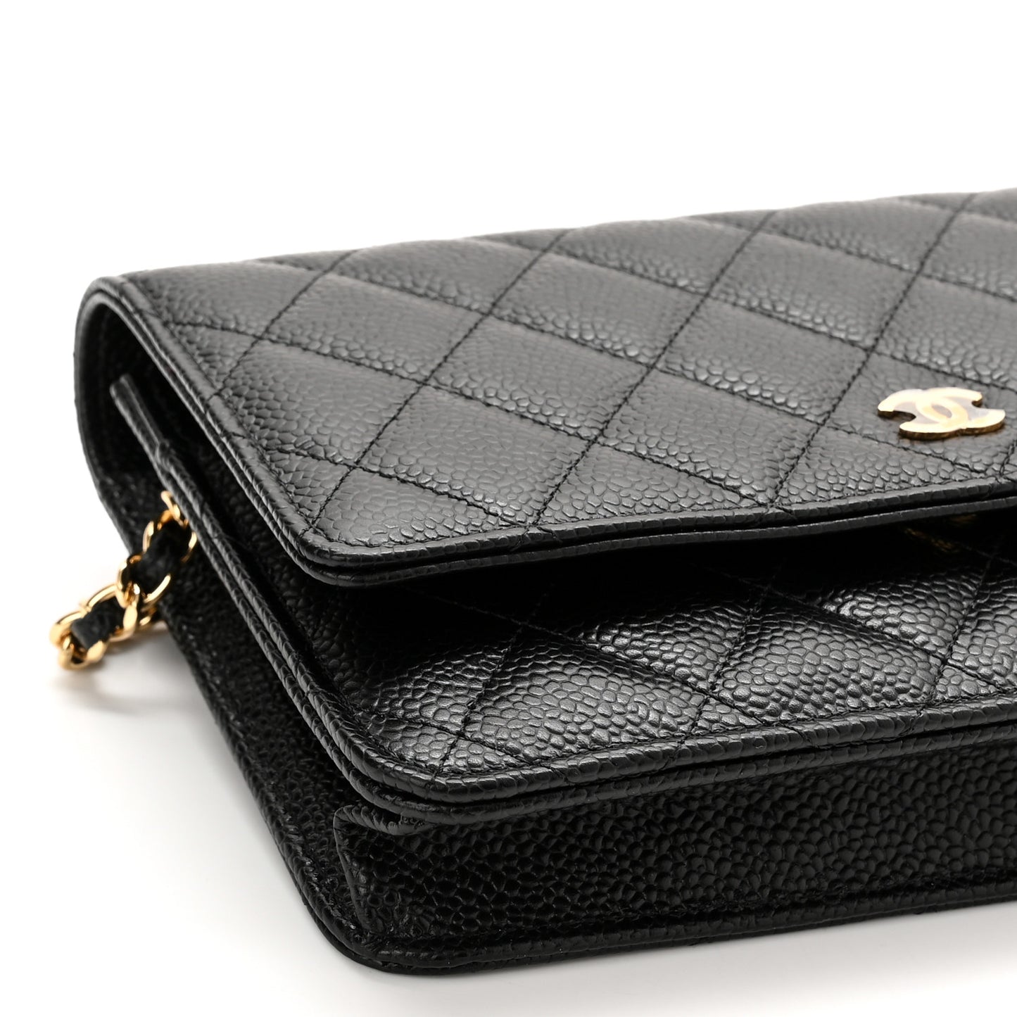 Caviar Quilted Wallet On Chain WOC Black