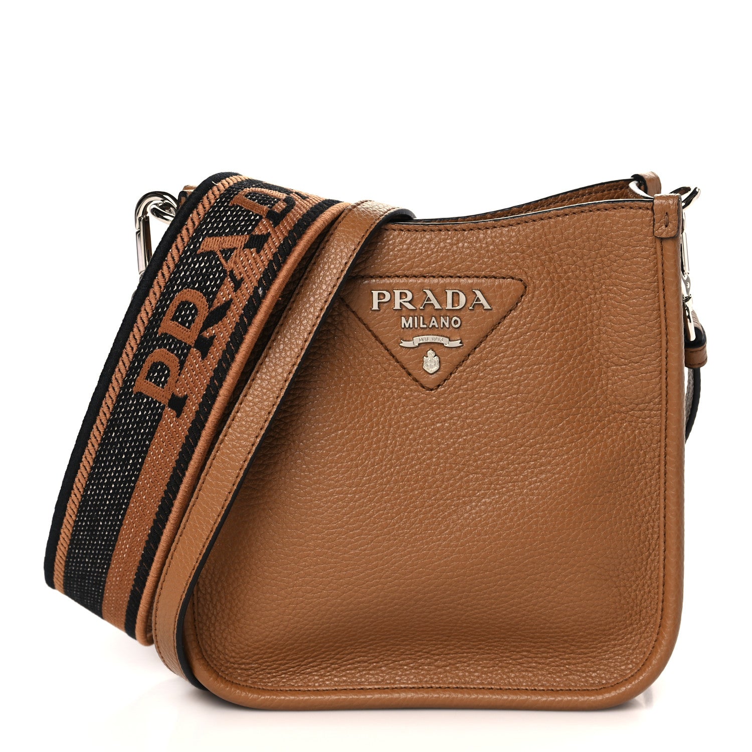 Prada Vitello Daino Soft Mini Hobo Messenger Bag Caramel 1 of 8