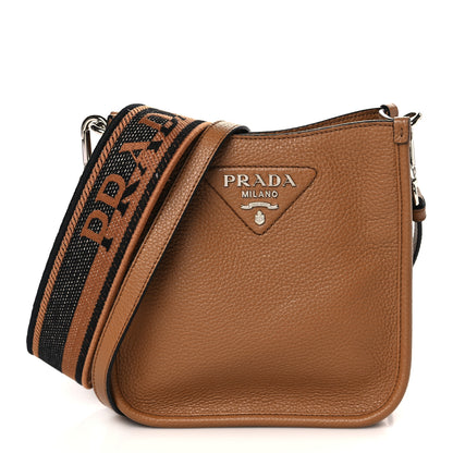 Prada Vitello Daino Soft Mini Hobo Messenger Bag Caramel 1 of 8