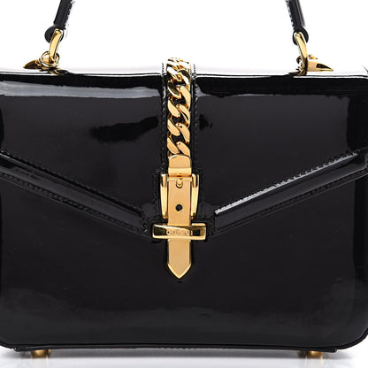 Gucci Mousse Top Patent Mini Sylvie 1969 Top Handle Bag Black 8 of 11