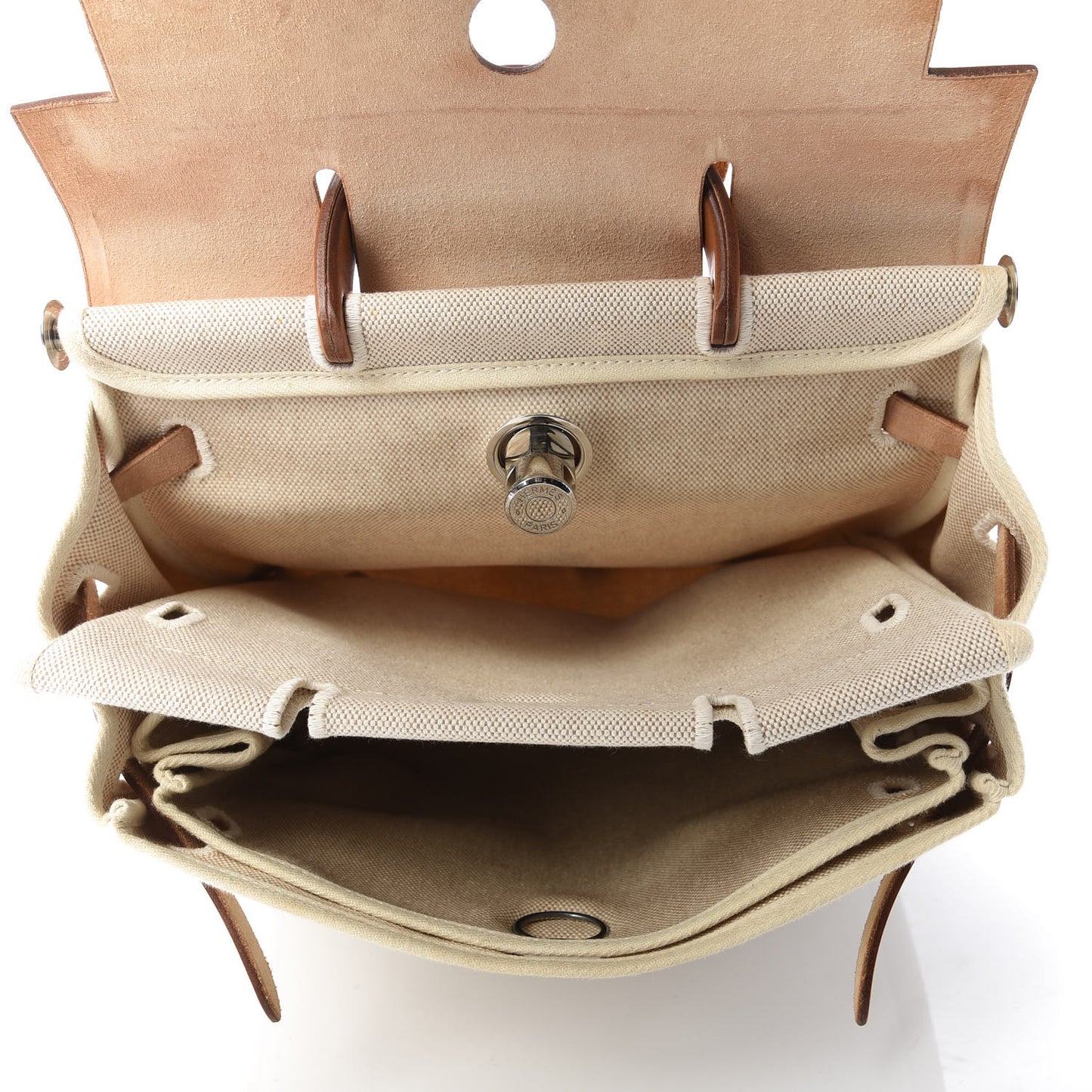 Toile Vache Calfskin Herbag 30 PM Backpack Natural
