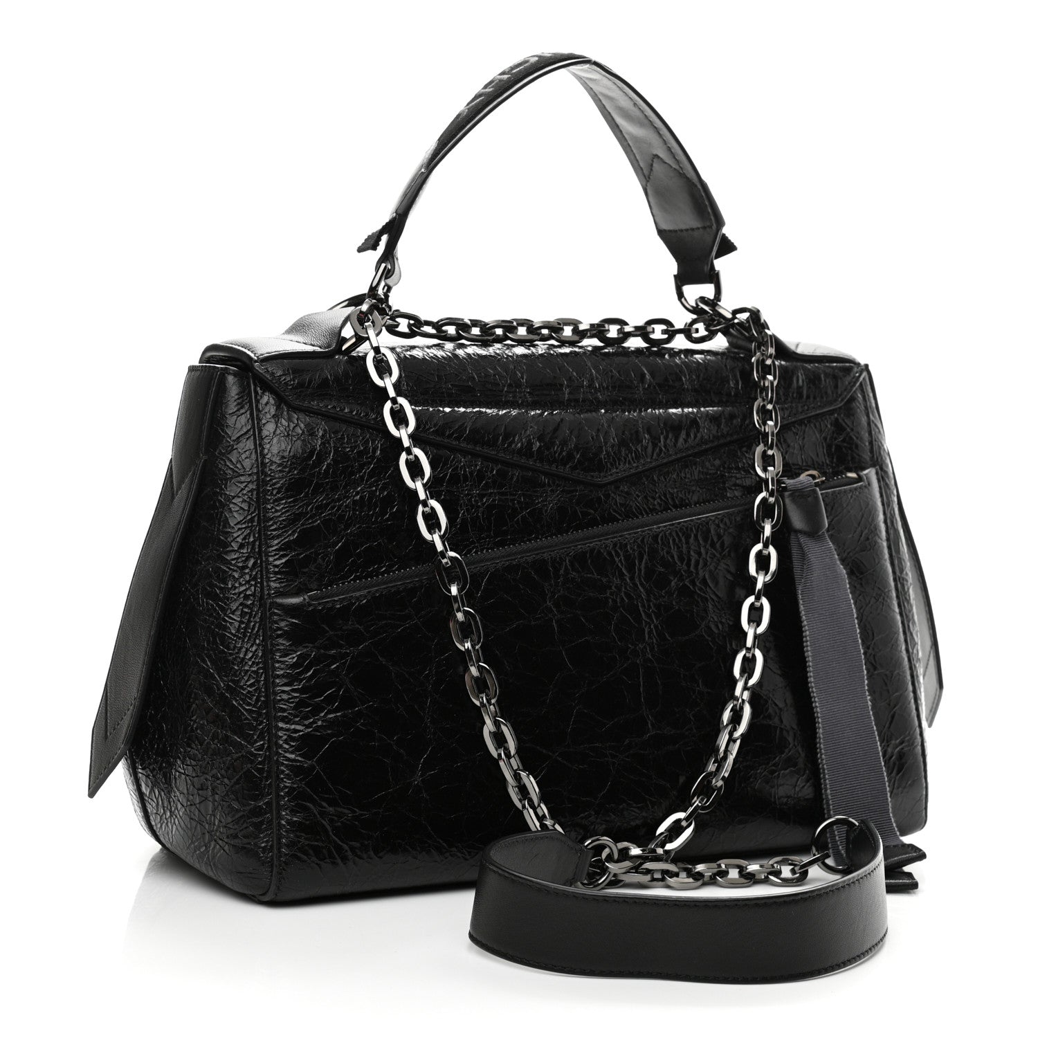 Givenchy Creased Patent Calfskin Medium ID Flap Black 3 of 9