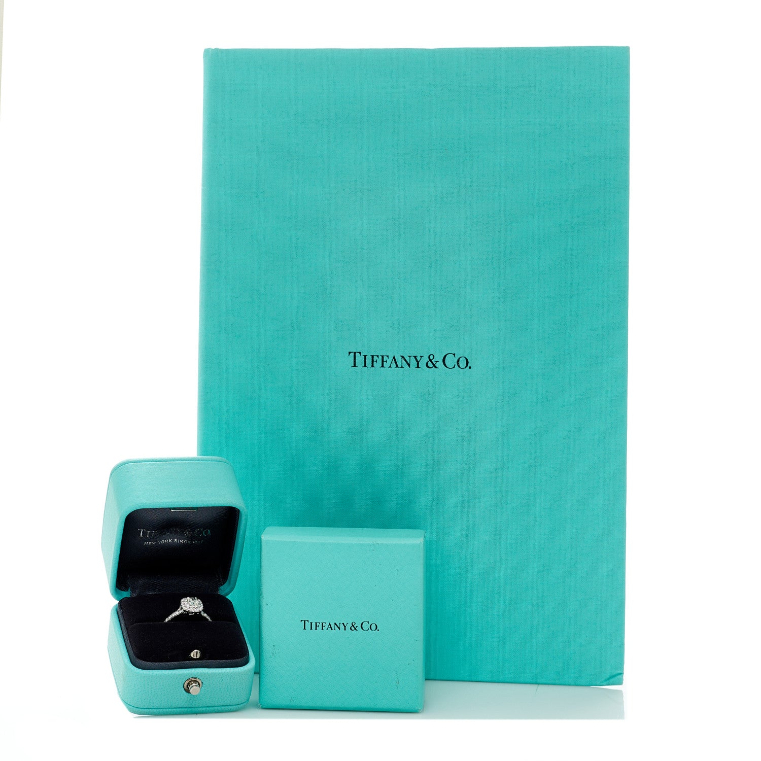 Tiffany Platinum Diamond .30ct Soleste Cushion Cut Double Halo Engagement Ring 50 5.25 5 of 5