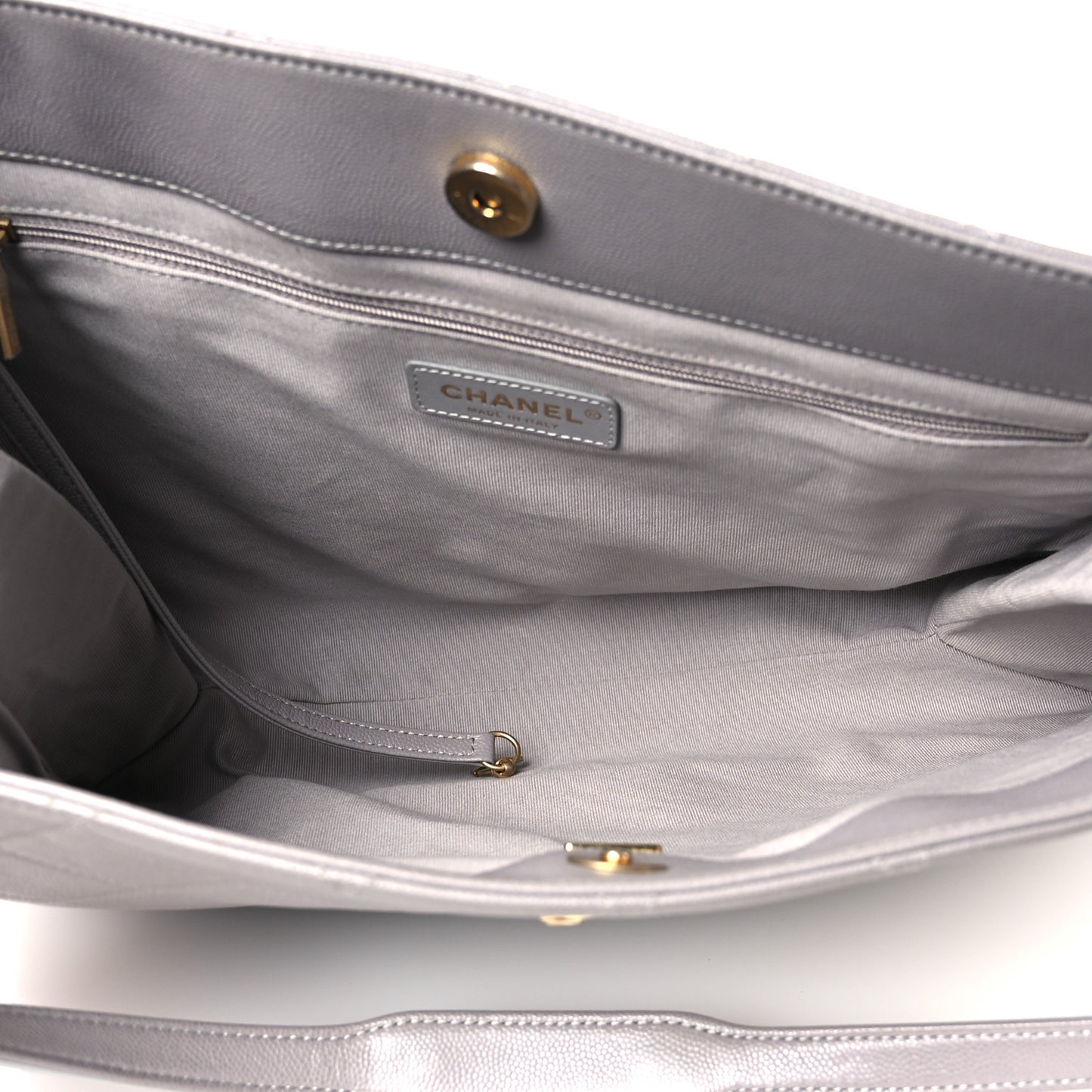 Caviar Quilted Large Classic Shopping Tote Grey
