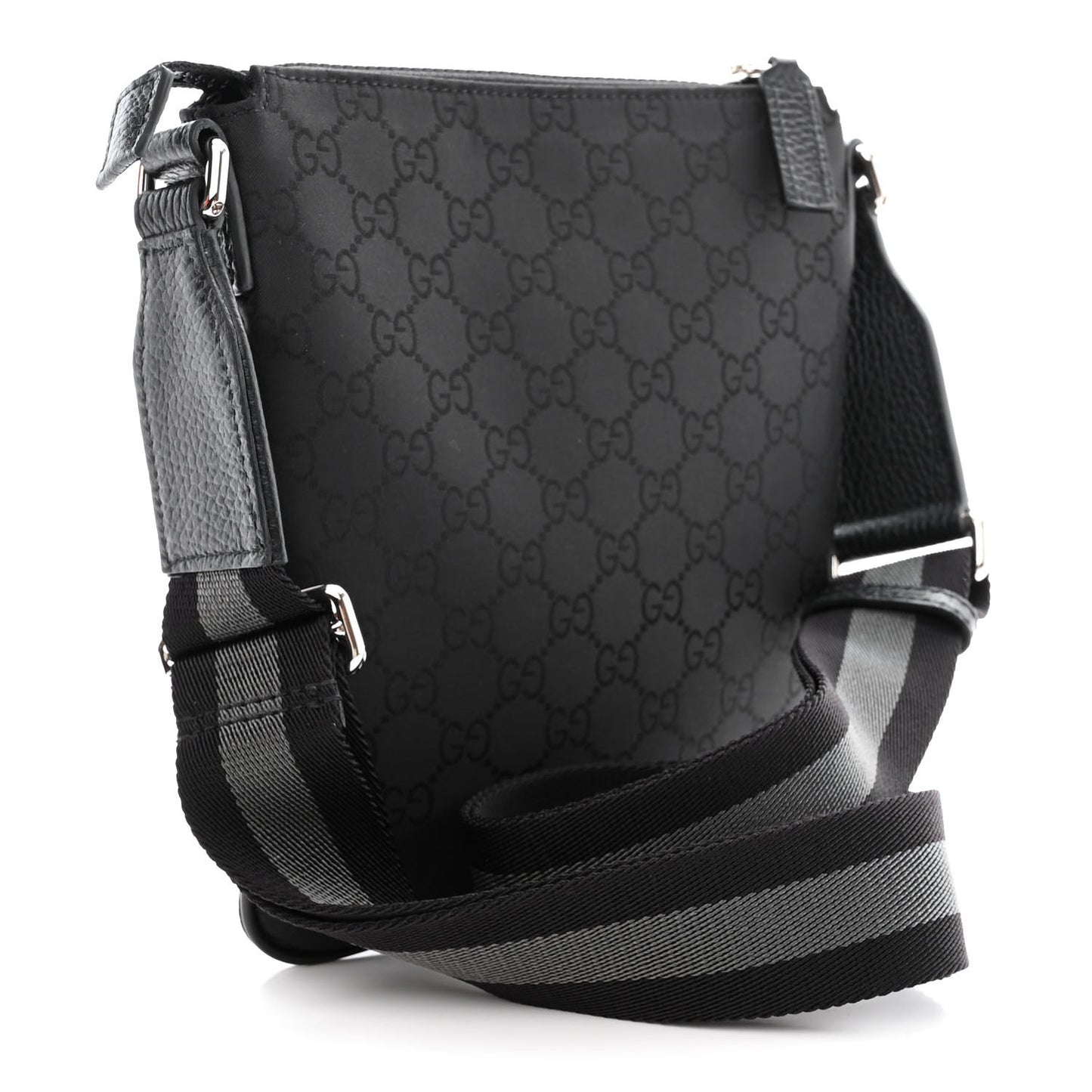 Nylon Monogram Mini Flat Messenger Bag Black