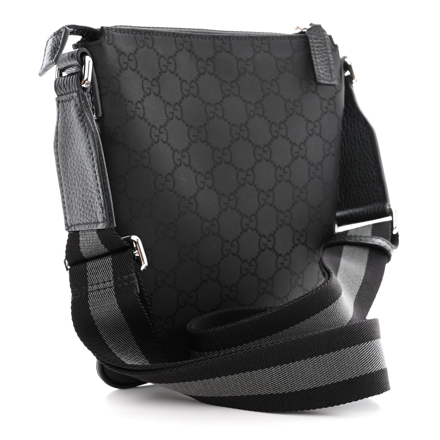 Gucci Nylon Monogram Mini Flat Messenger Bag Black 3 of 10