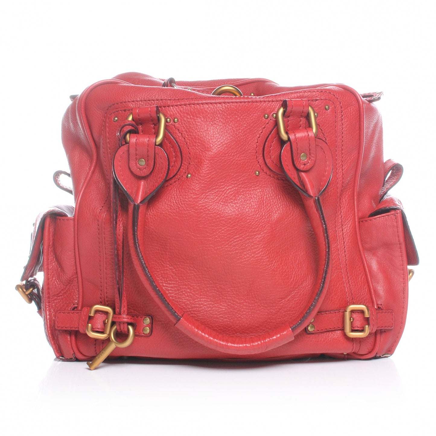 Leather Paddington Tote Red
