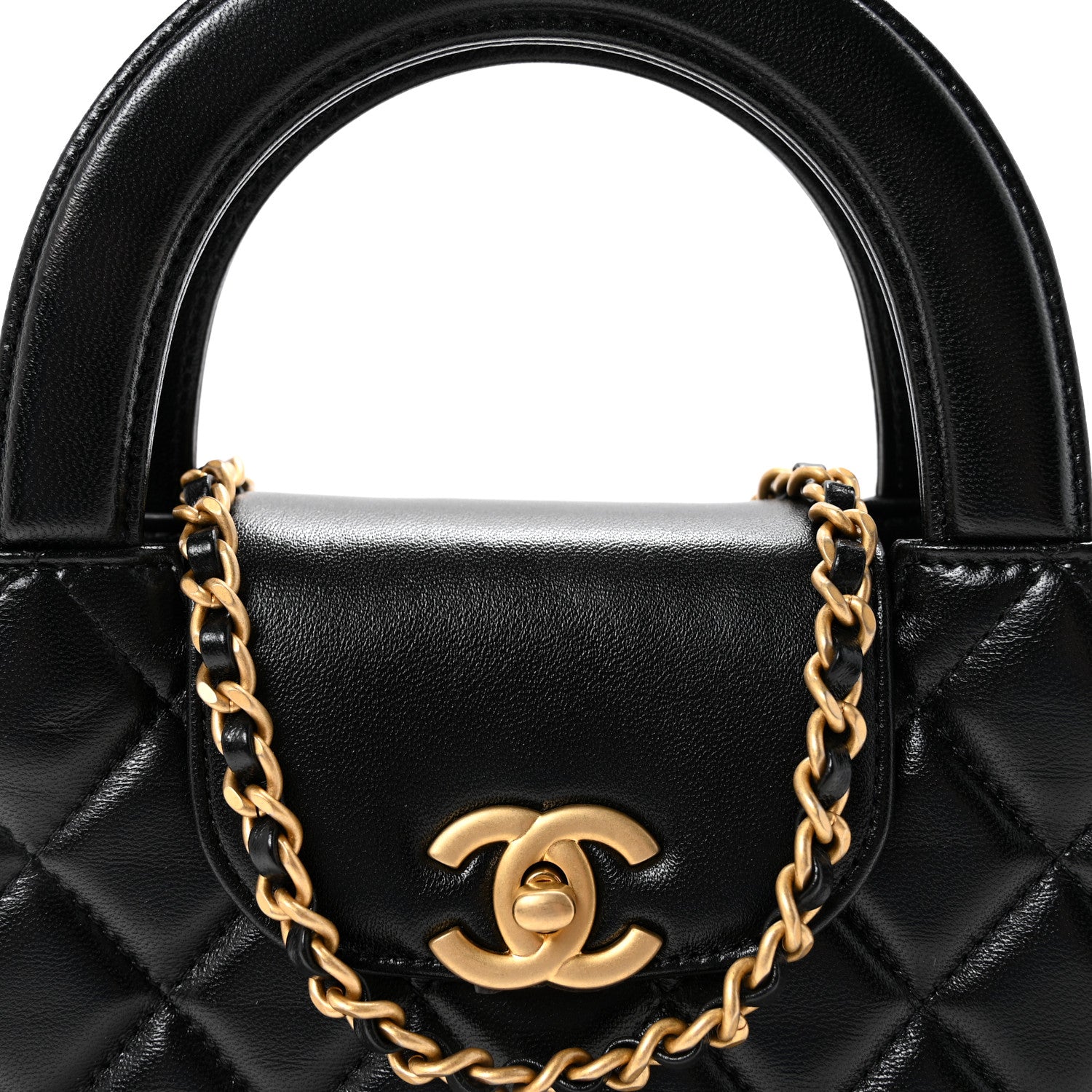 Chanel Shiny Aged Calfskin Quilted Nano Kelly Shopper Black 8 of 11