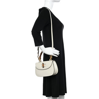 Gucci Boarded Dyana Lux Calfskin Web Small Bamboo 1947 Top Handle Bag Mystic White 2 of 11