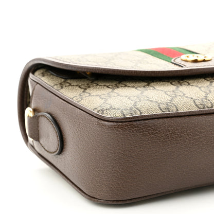 Gucci GG Supreme Monogram Textured Dollar Calfskin Web Studded Mini Ophidia Flap Shoulder Bag Beige Ebony New Acero 10 of 12