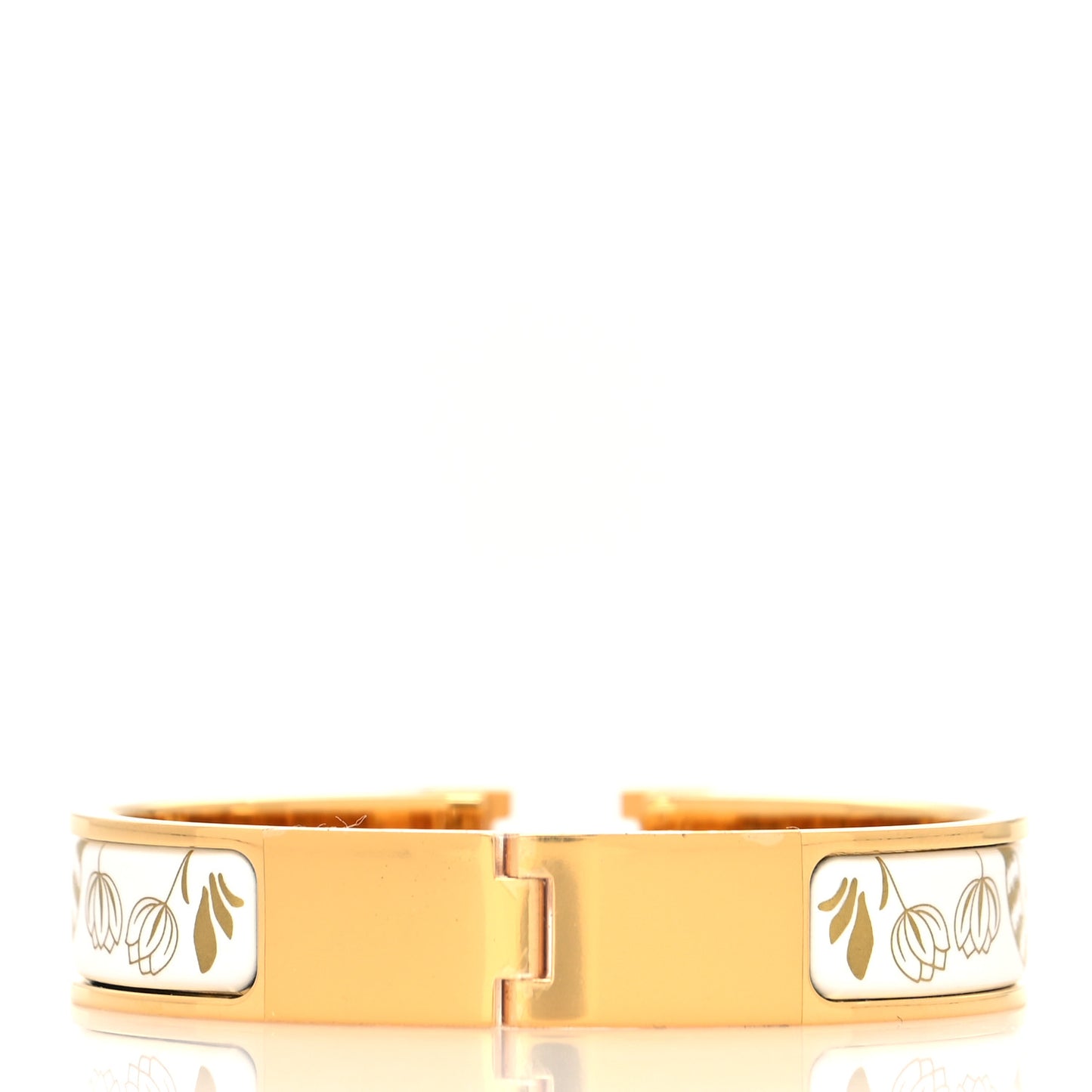 Enamel Printed Narrow Leopards Clic Clac H Bracelet PM Jaune Or White