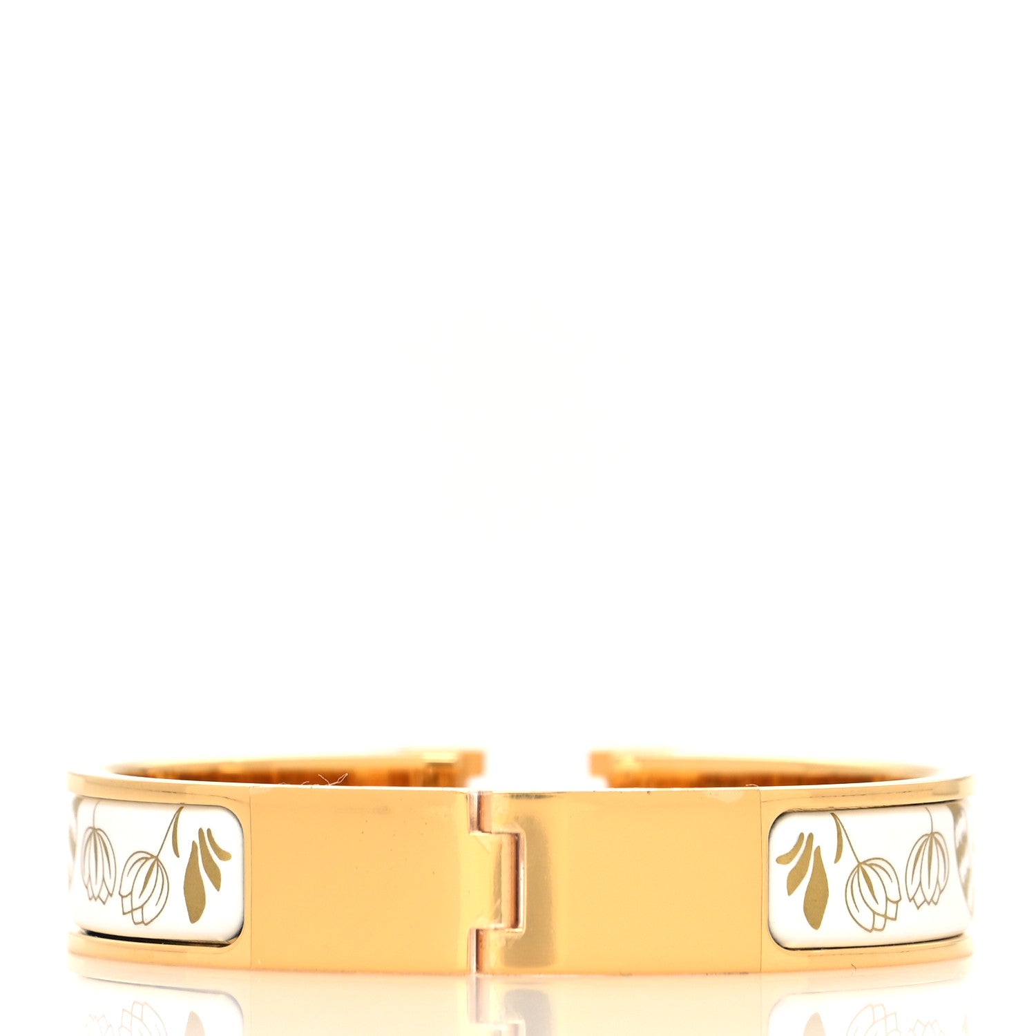 Hermes Enamel Printed Narrow Leopards Clic Clac H Bracelet PM Jaune Or White 3 of 5