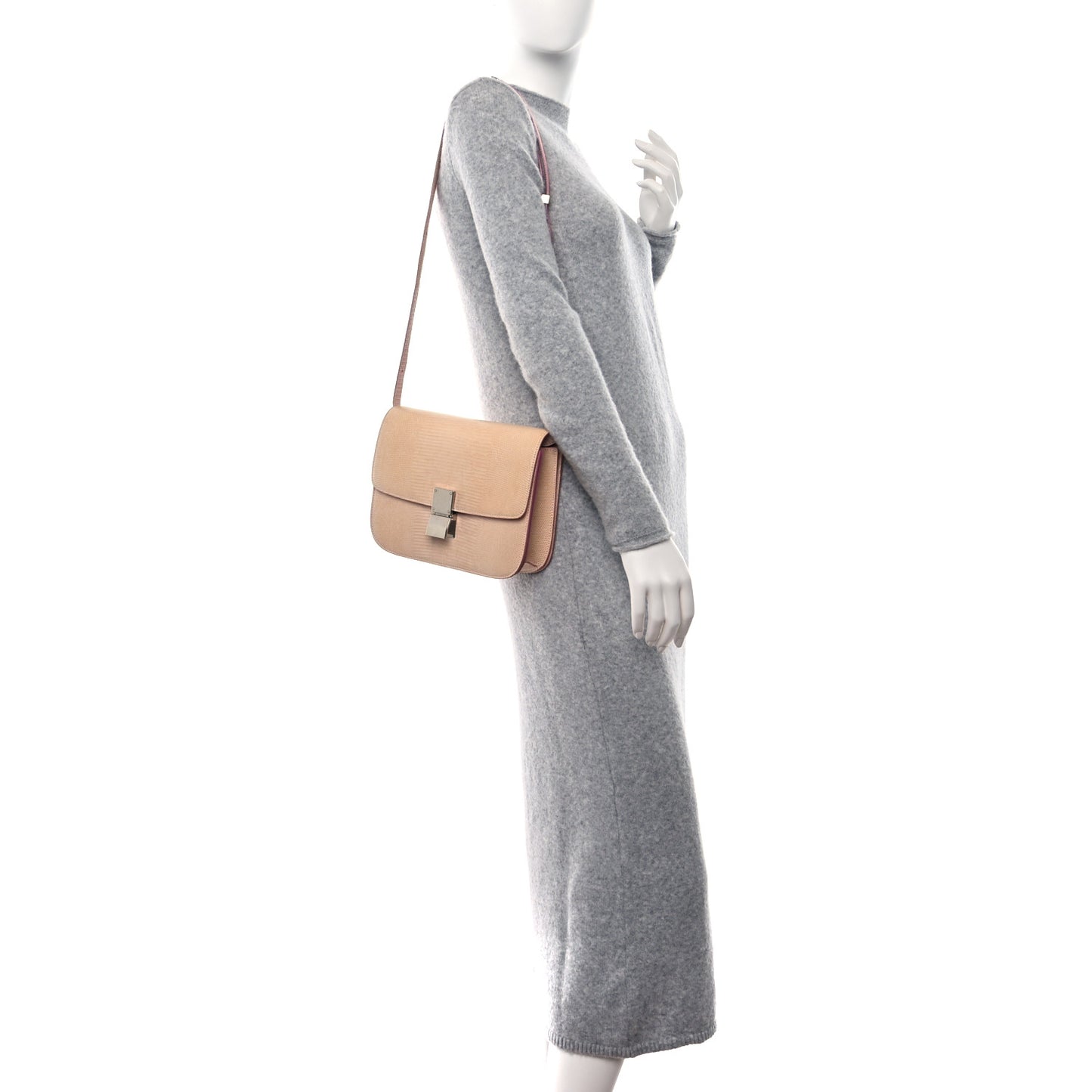 Lizard Medium Classic Box Flap Bag Pink