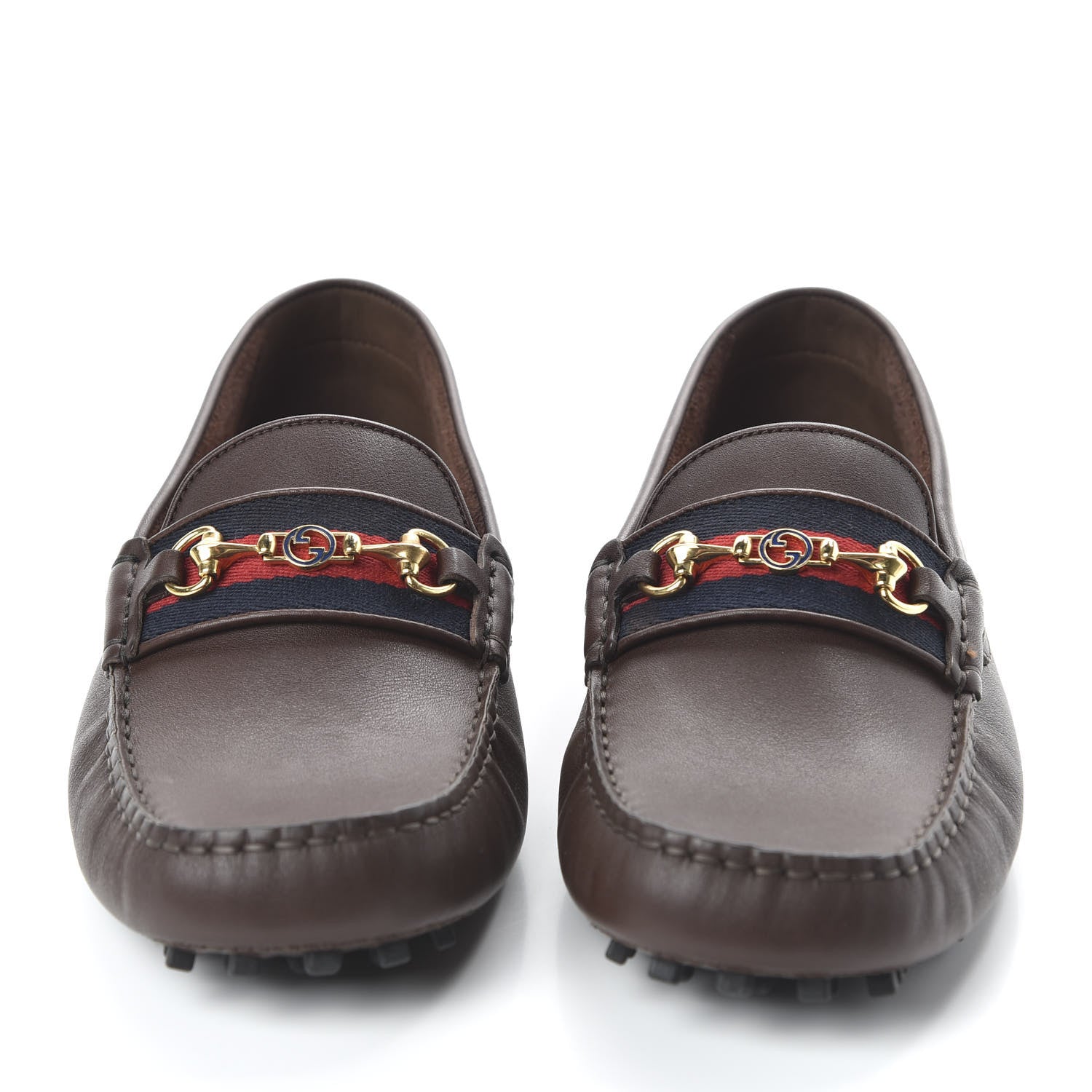 Gucci Soft Clove Calfskin Web Mens Horsebit Driver Loafers 8.5 Cocoa 2 of 8