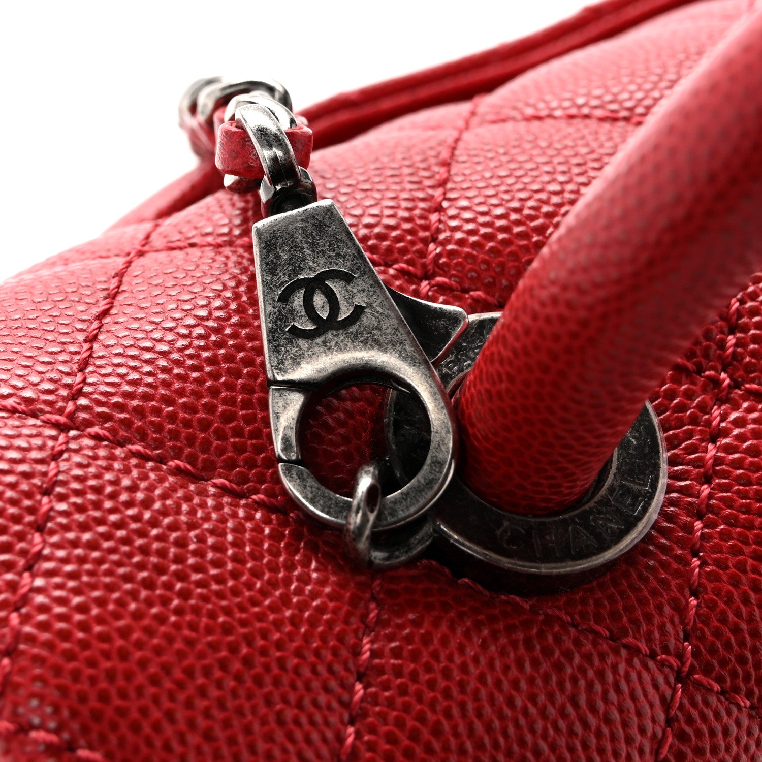 Chanel Caviar Quilted Mini Coco Handle Flap Red 11 of 12
