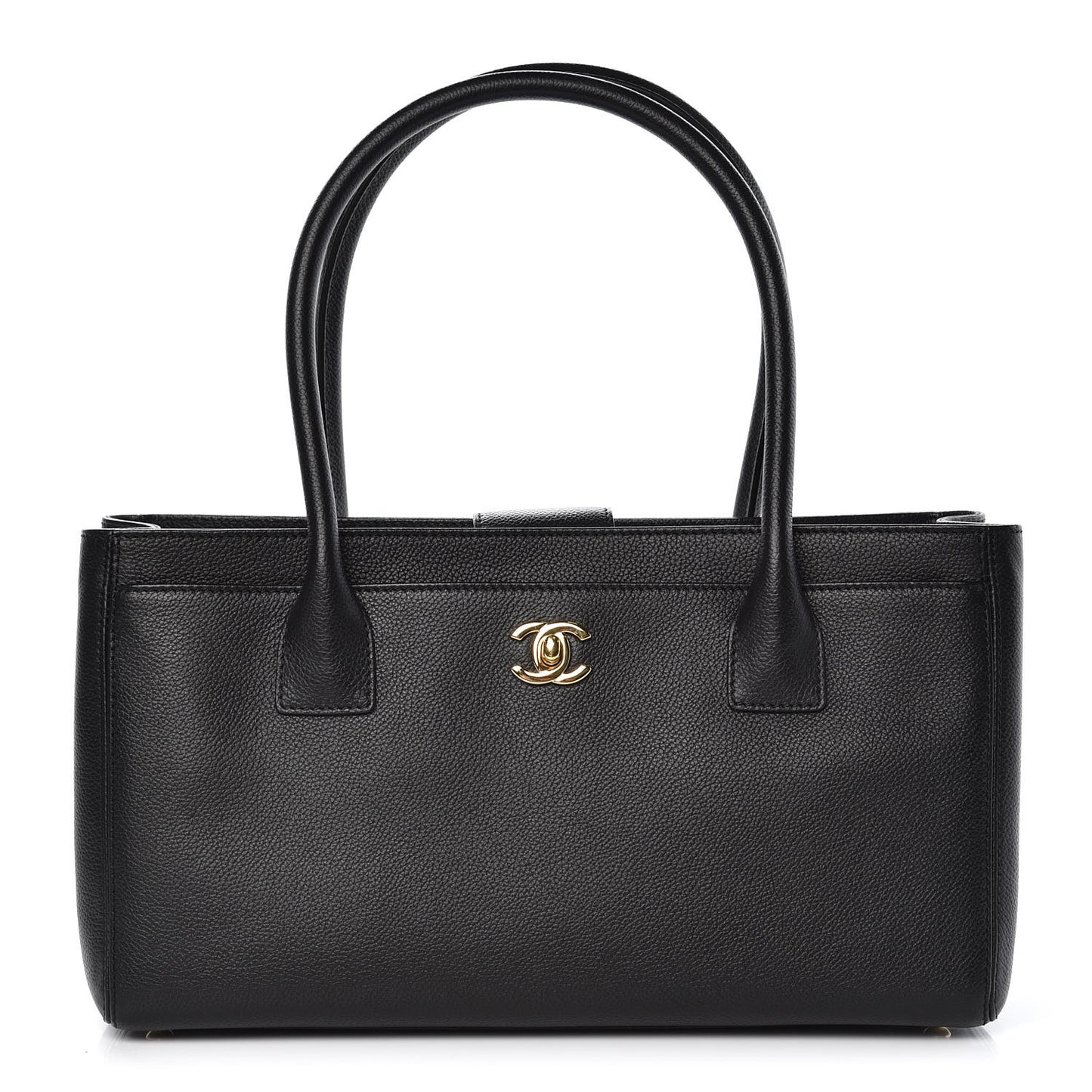 Calfskin Small Cerf Shopper Tote Black