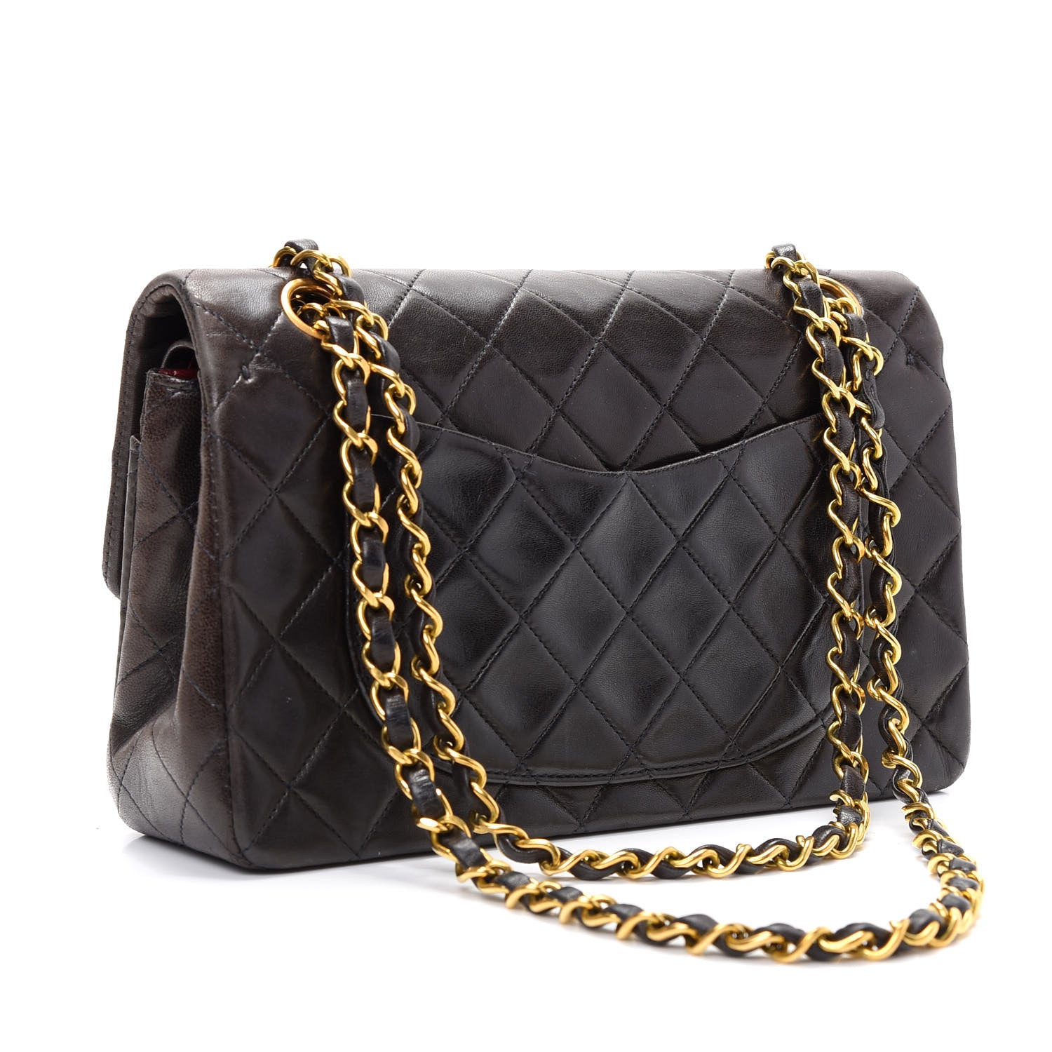 Chanel Lambskin Quilted Small Double Flap Dark Brown 3 of 9
